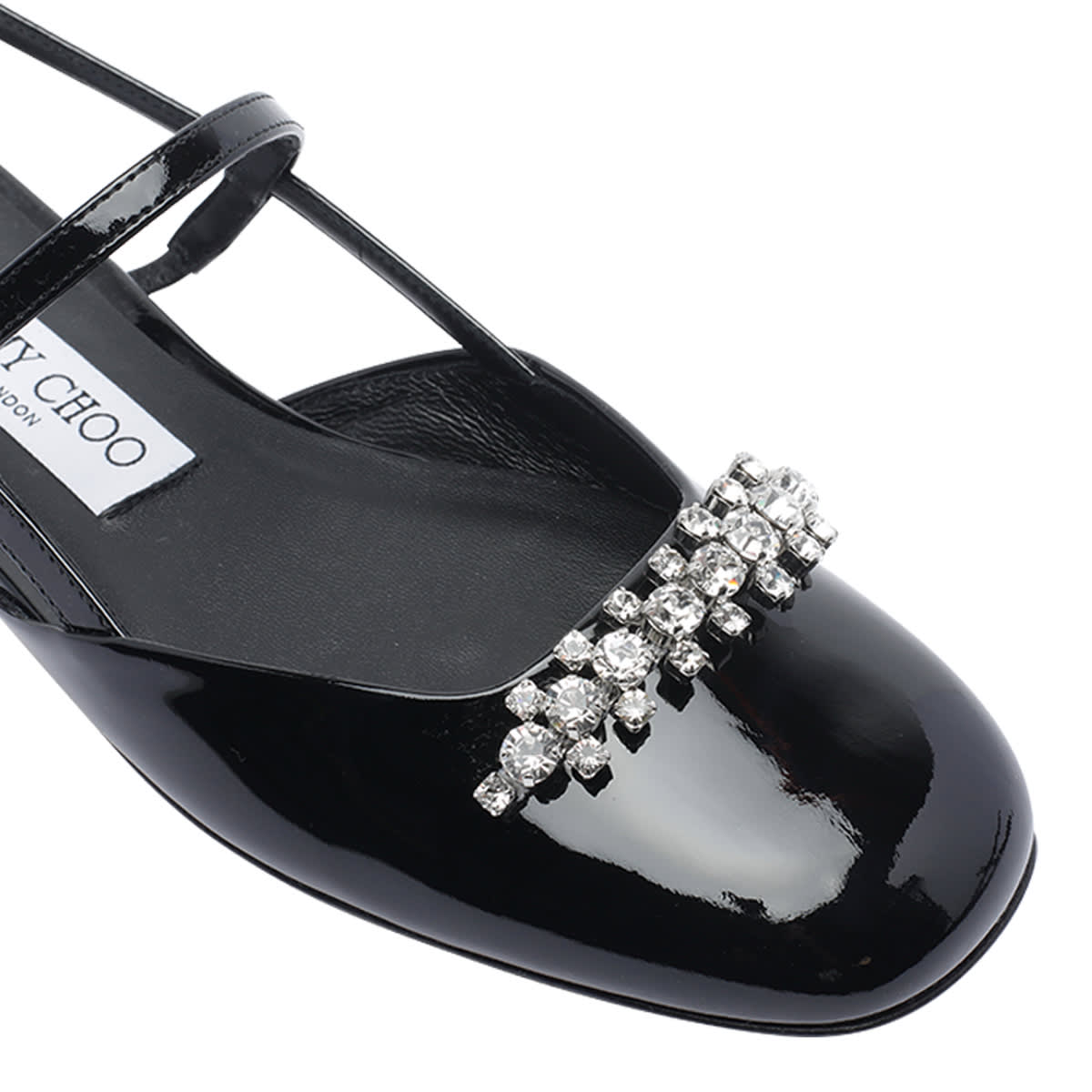 Jimmy Choo Belinda Embellished Patent Leather Flats In Black