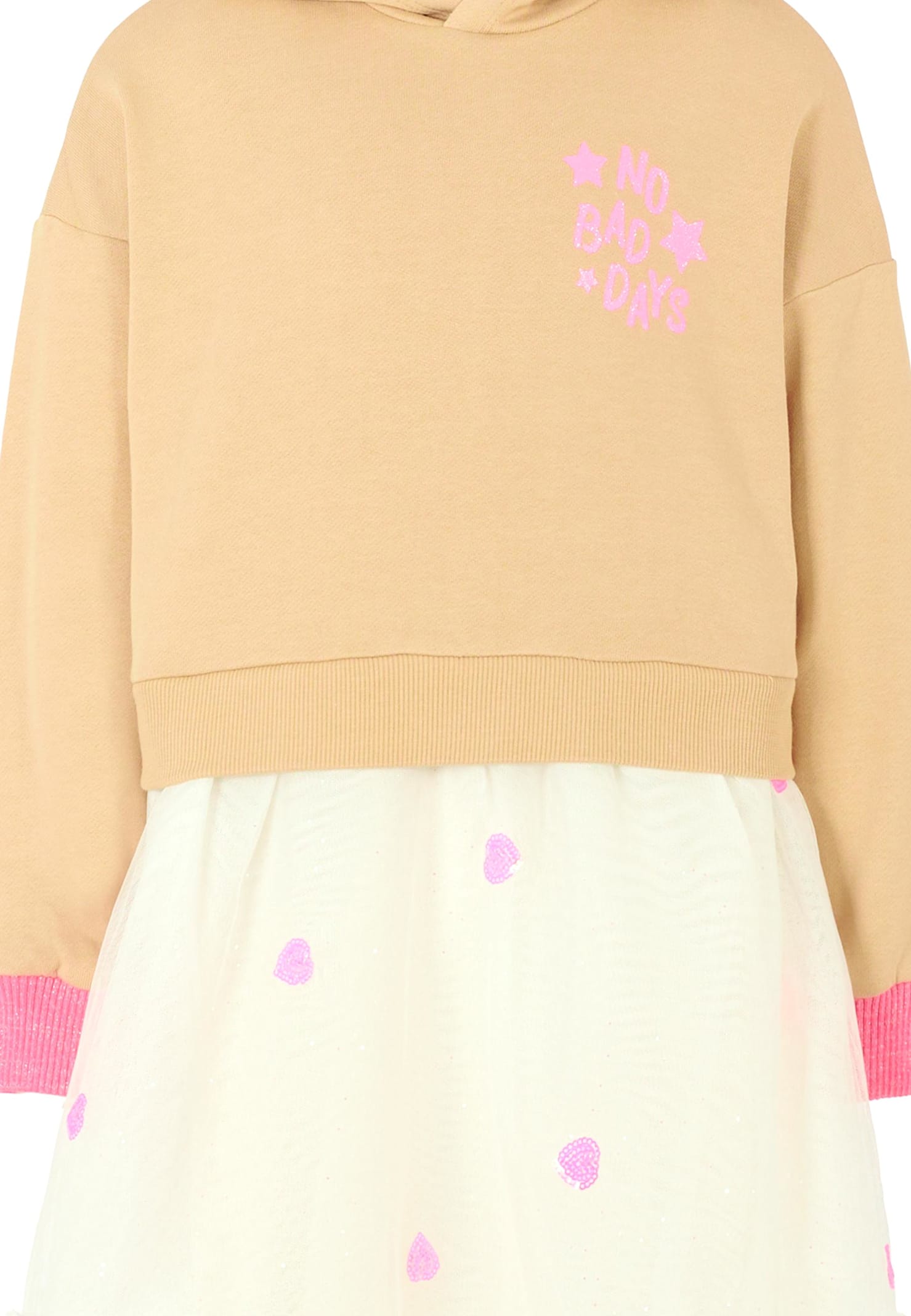 Billieblush Beige Dress For Girl With Writing In Neutral