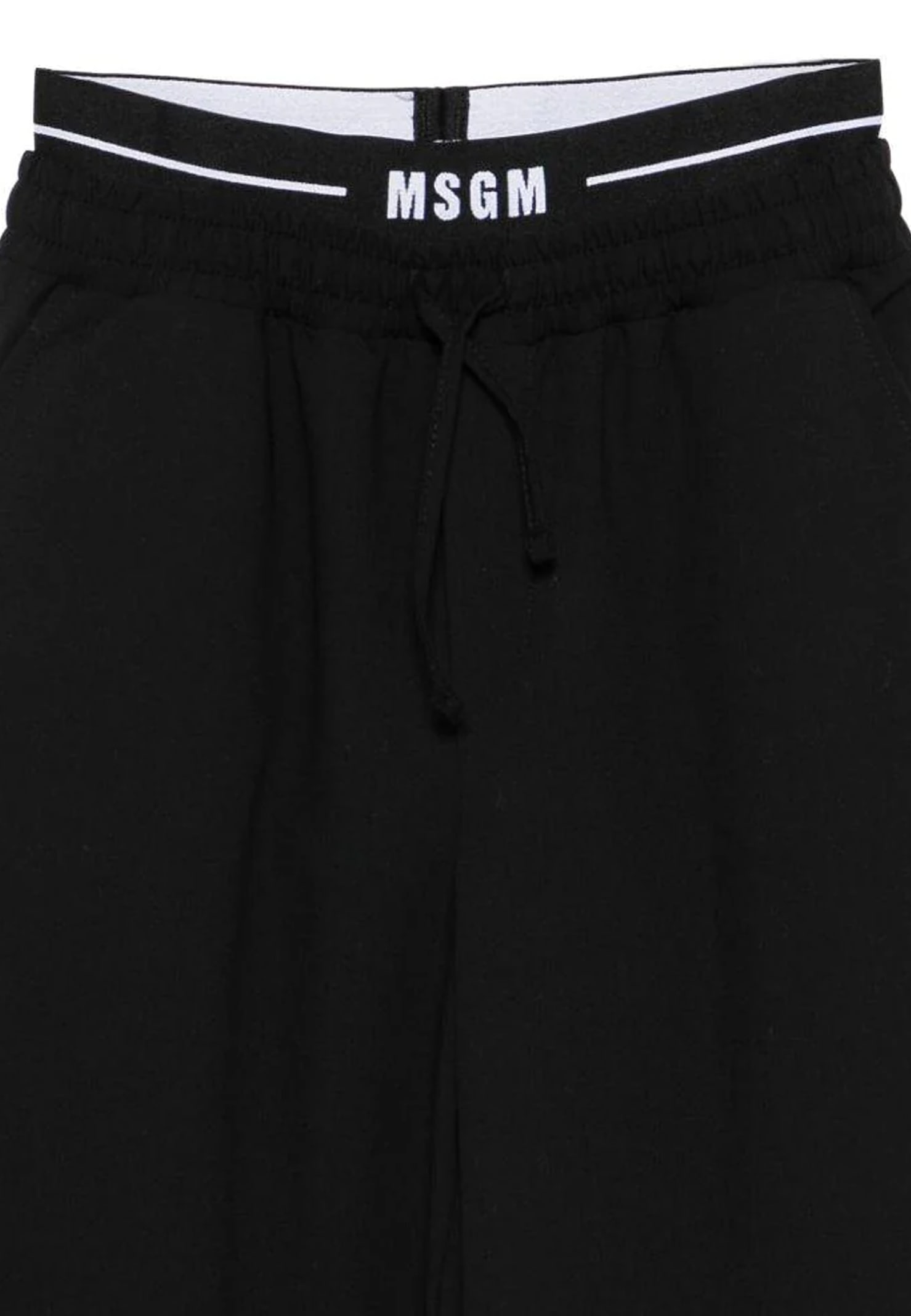 Msgm Black Trousers For Kids With Logo In Black