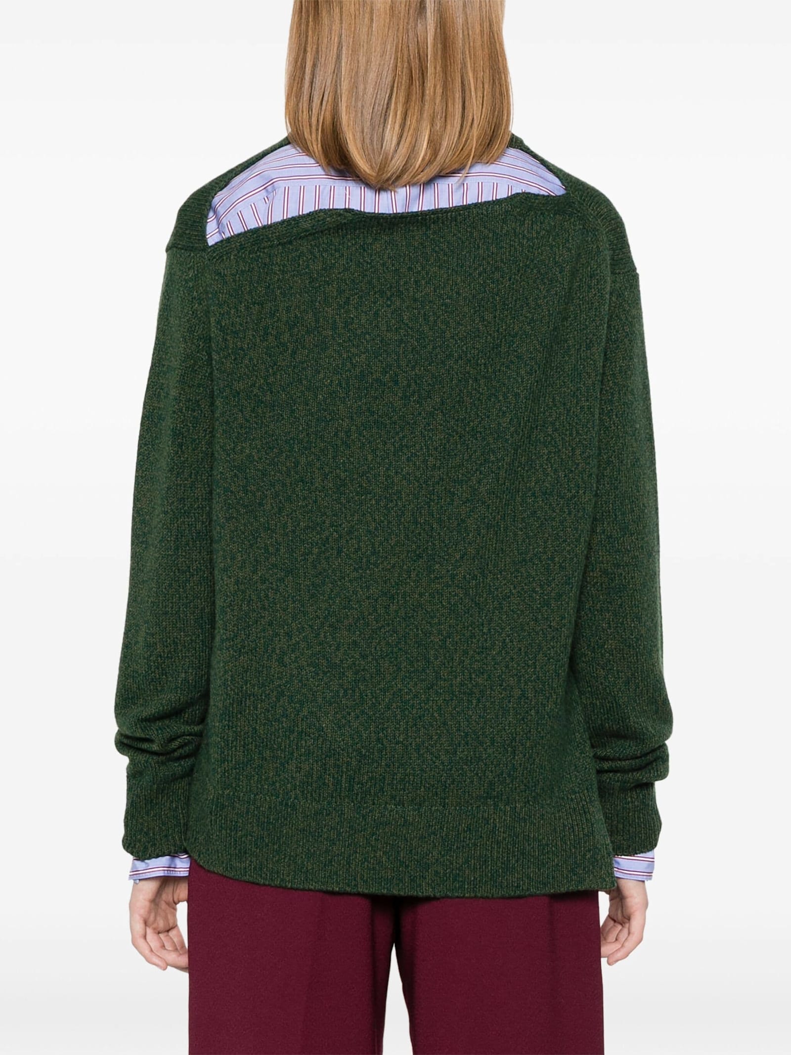 Shop Victoria Beckham Maglia Scollo V Melamge In Spruce Green