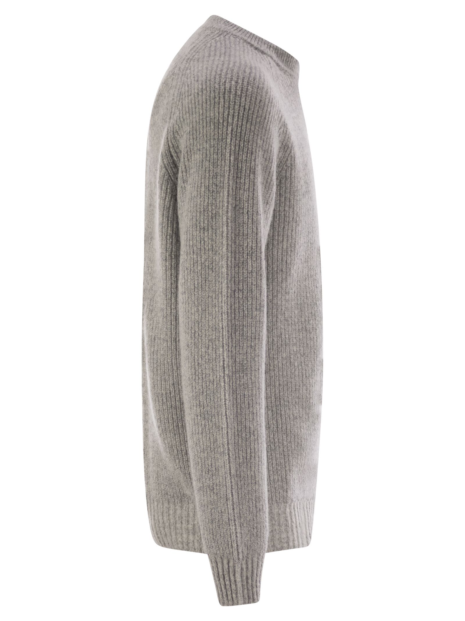 Shop Peserico Crew-neck Rib Sweater In Grey