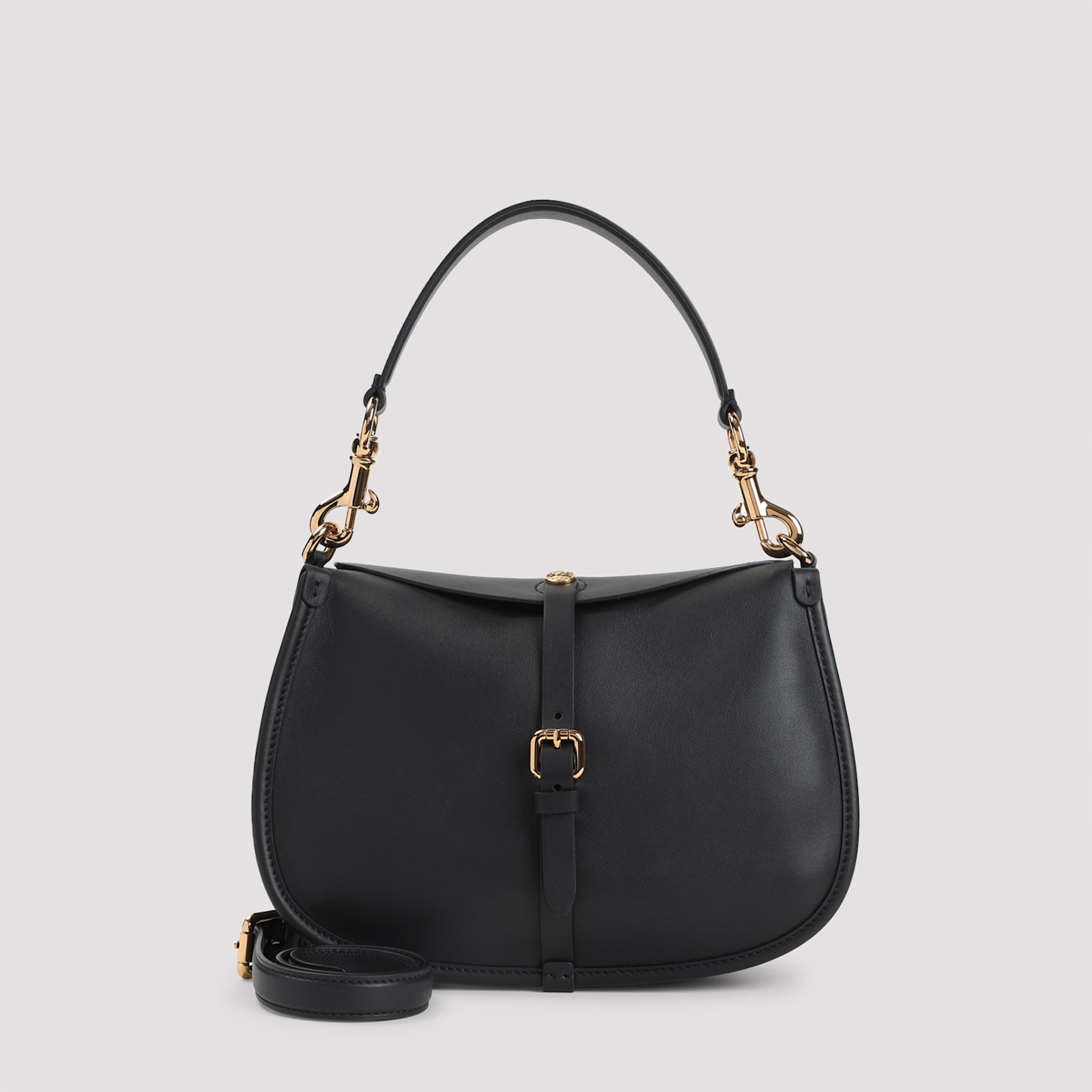 Etro Buckle-fastening Extra-large Leather Shoulder Bag In Black