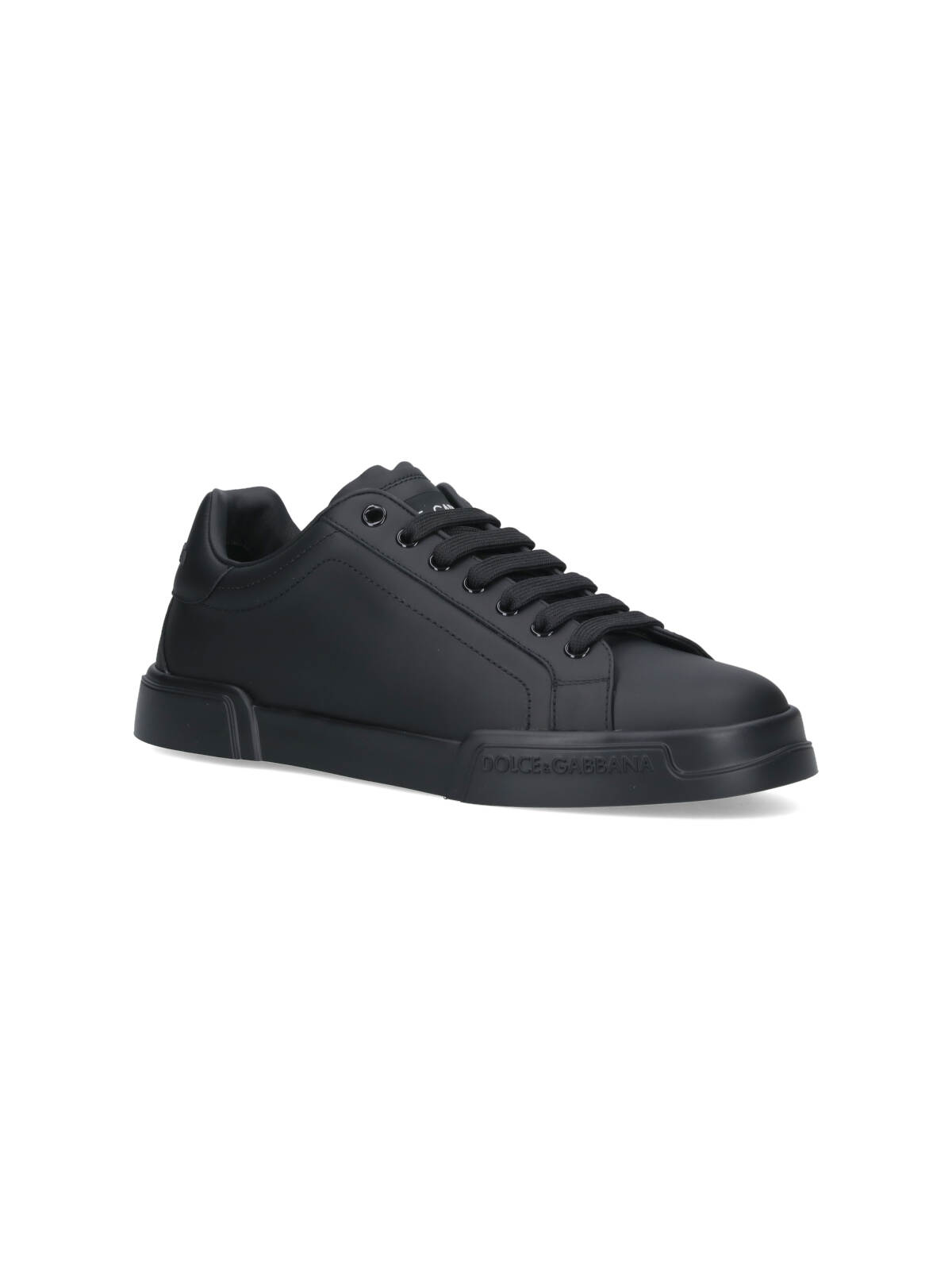 Dolce & Gabbana Portofino Sneakers In Nappa Color Black In Black