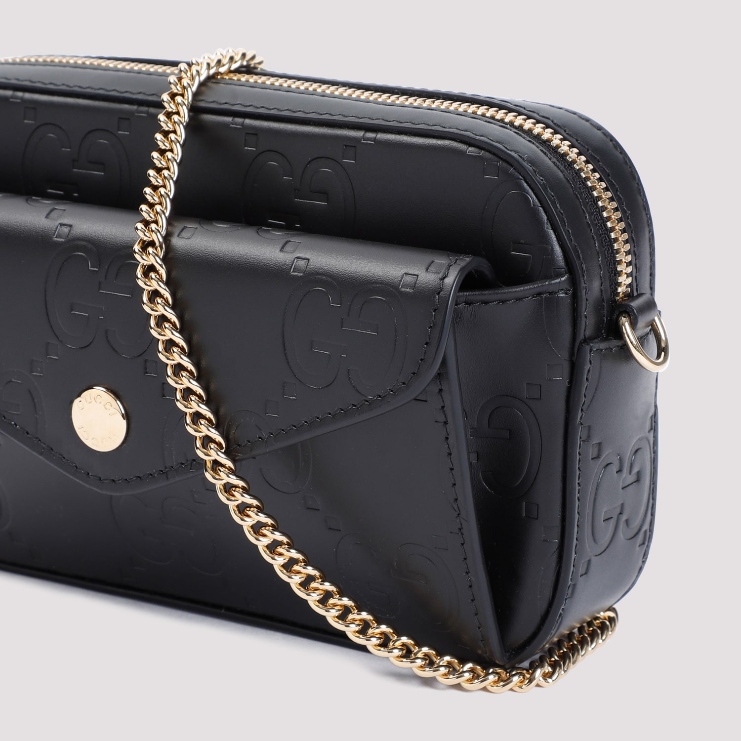 Shop Gucci Gg Leather Mini Bag In Black