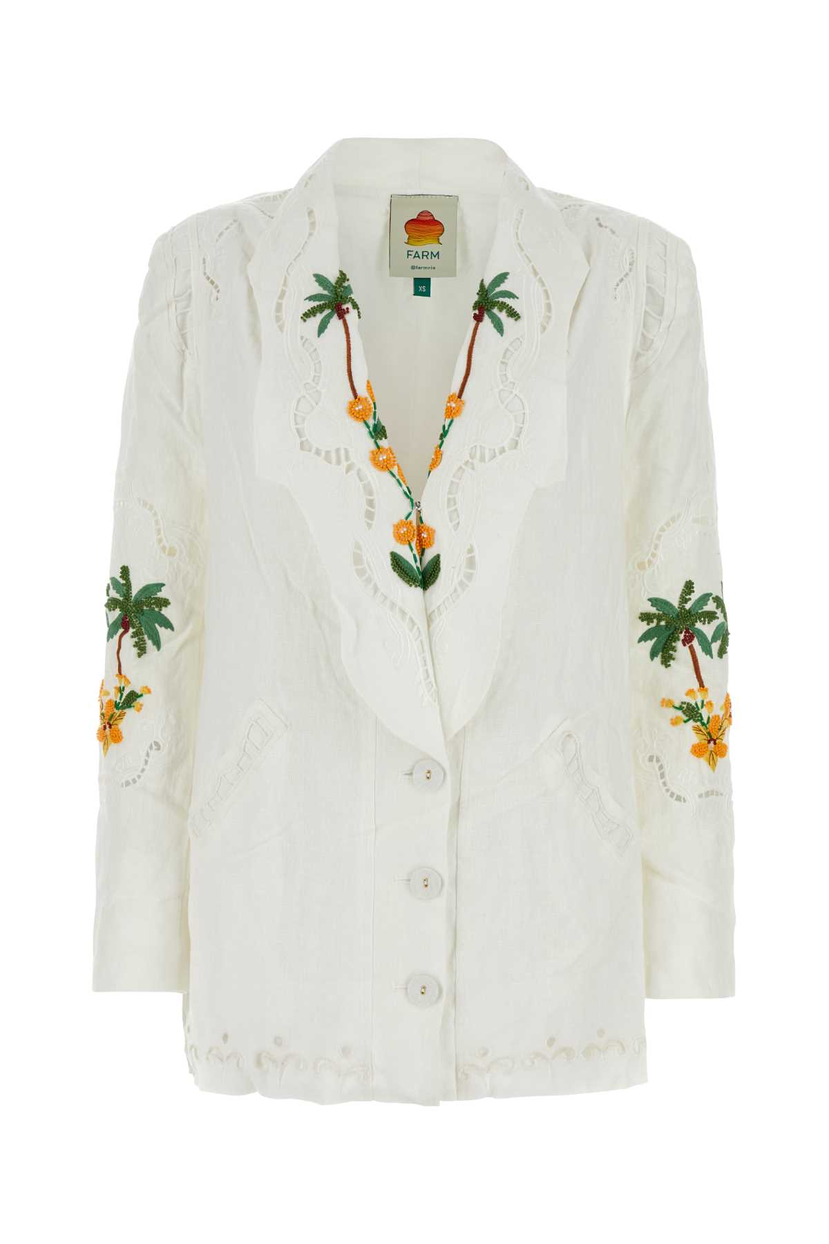 White Linen Tree Macaw Blazer