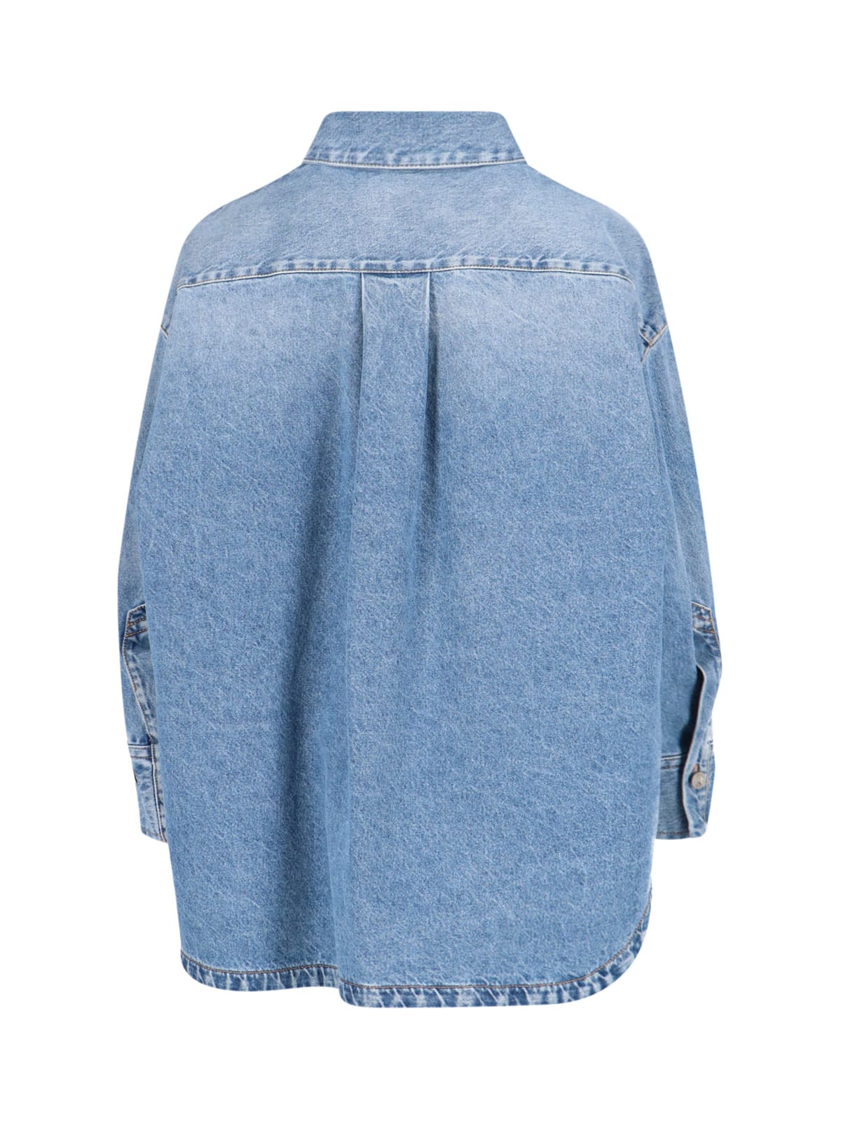 Attico Diana Denim Shirt Long Sleeves In Blue