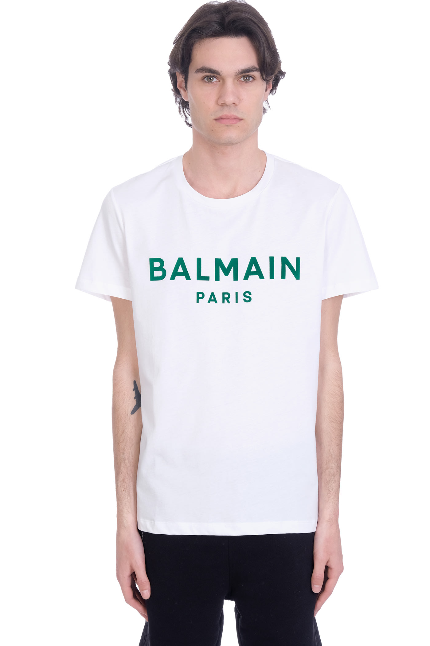 BALMAIN T-SHIRT IN WHITE COTTON,VH0EF000B043GFH