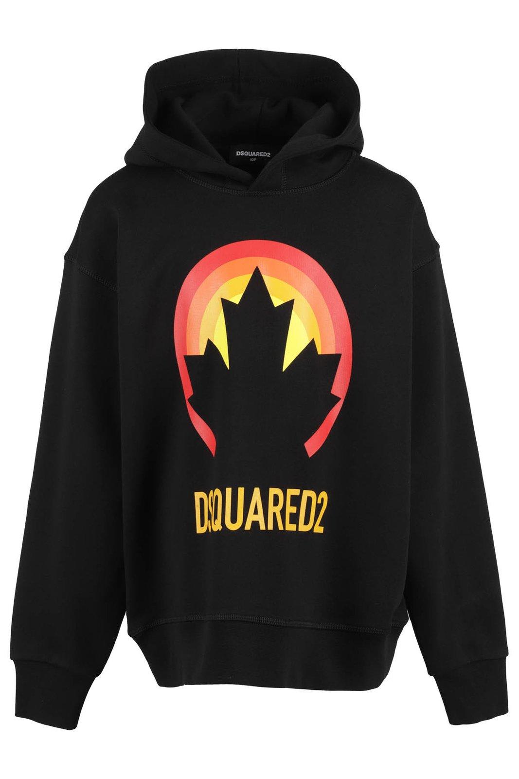 Shop Dsquared2 Graphic-printed Straight Hem Hoodie In Nero