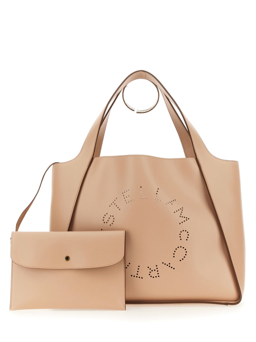 Shop Stella Mccartney Tote Bag With Logo In Powder