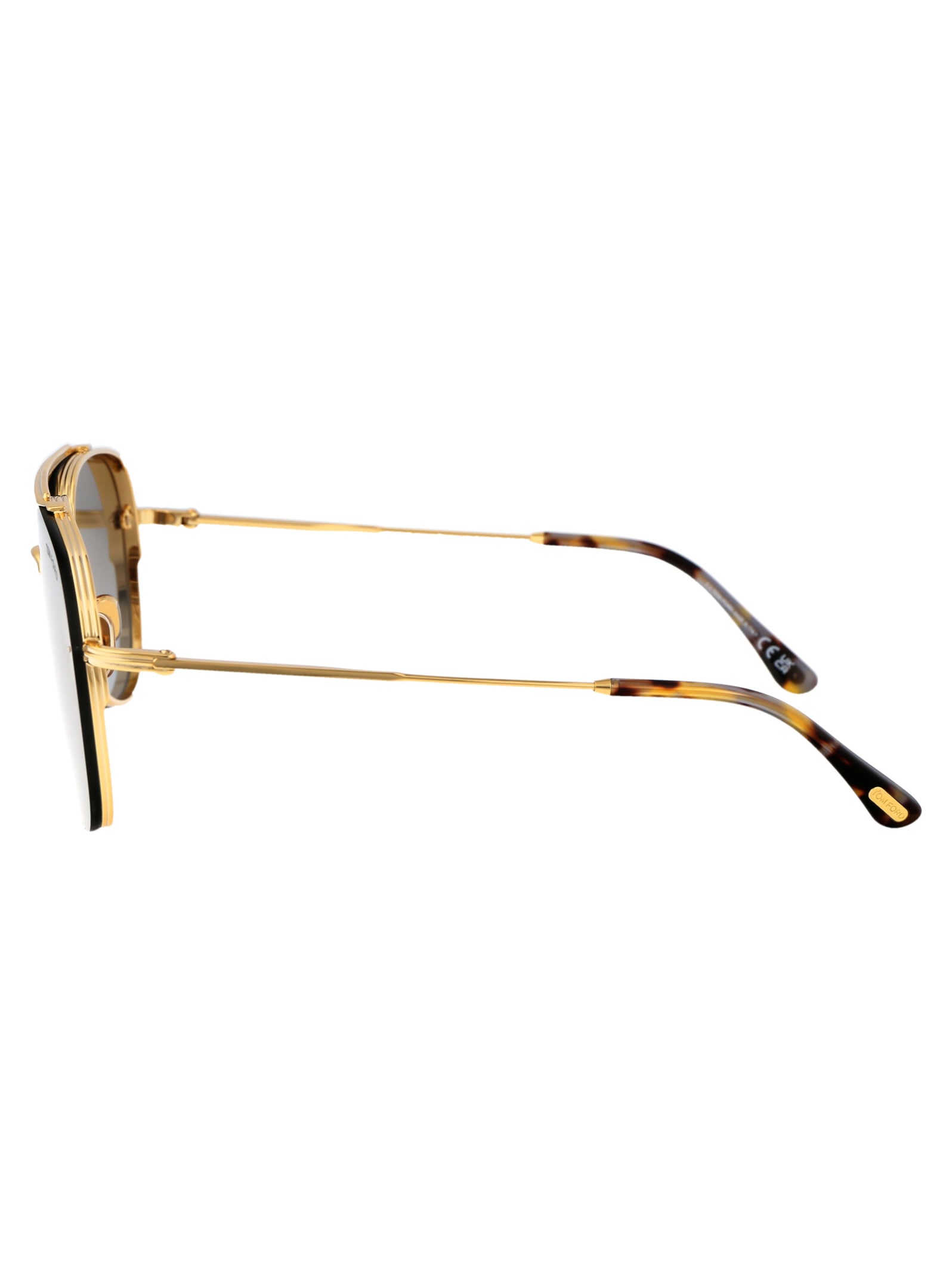 Shop Tom Ford Leon Sunglasses In 30f Oro Carico Lucido / Marrone Grad
