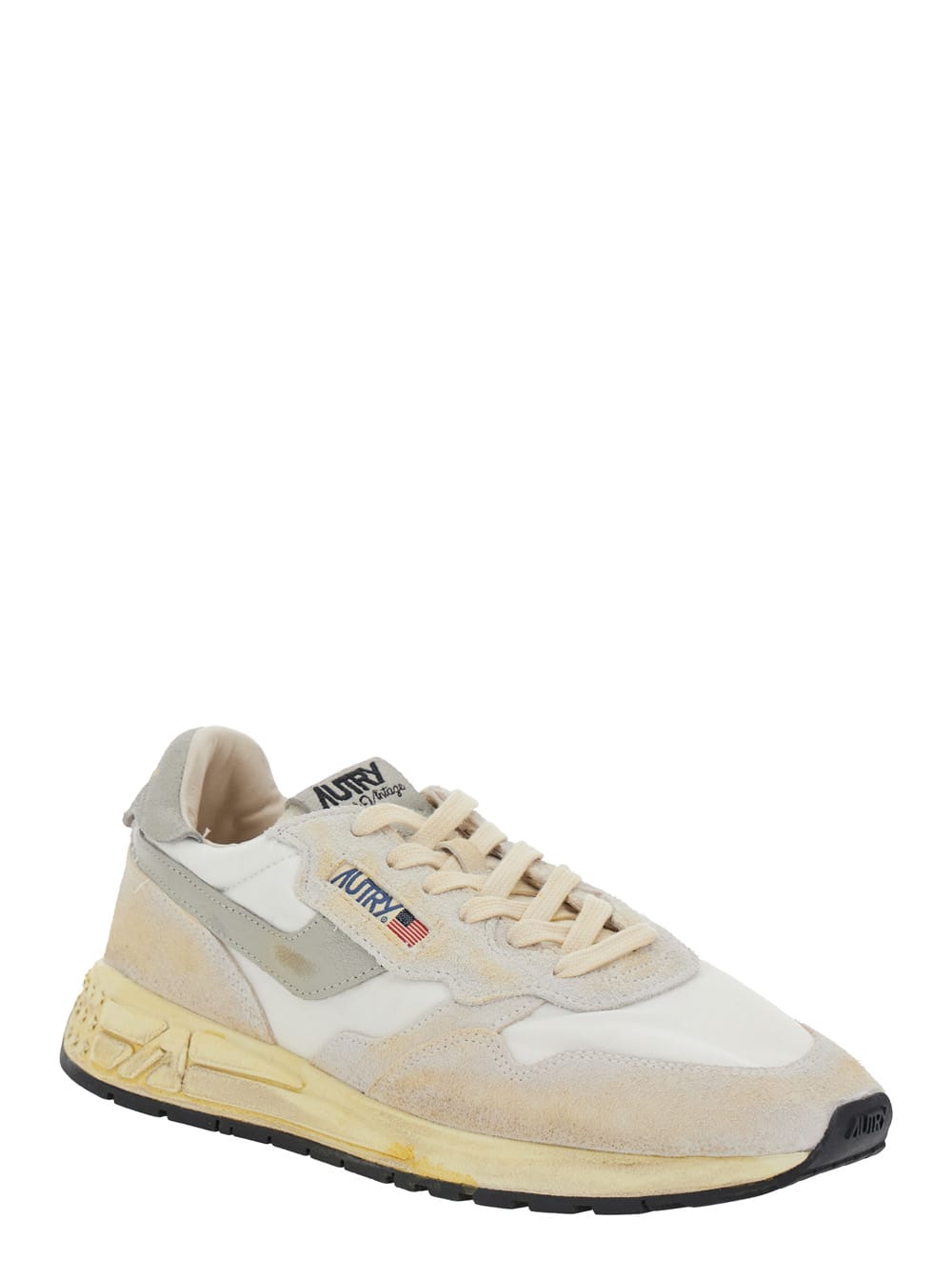 Autry 'reel Wind Super Vintage' Beige Low Top Sneakers With Logo Detail And Vintage Effect In Beige