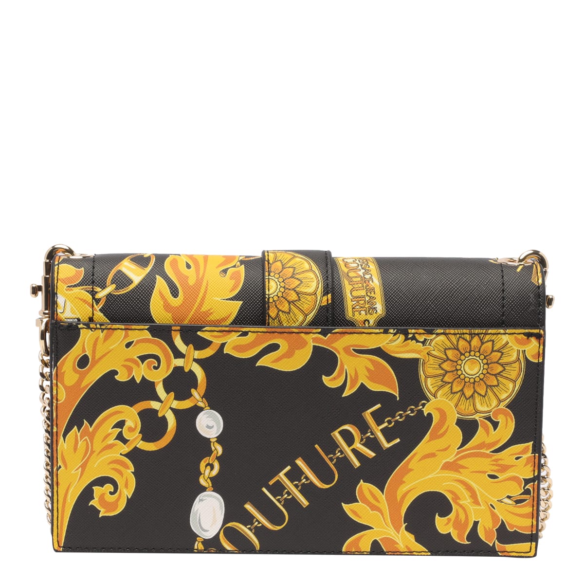 Versace Jeans Couture Baroque Print Wallet In Black
