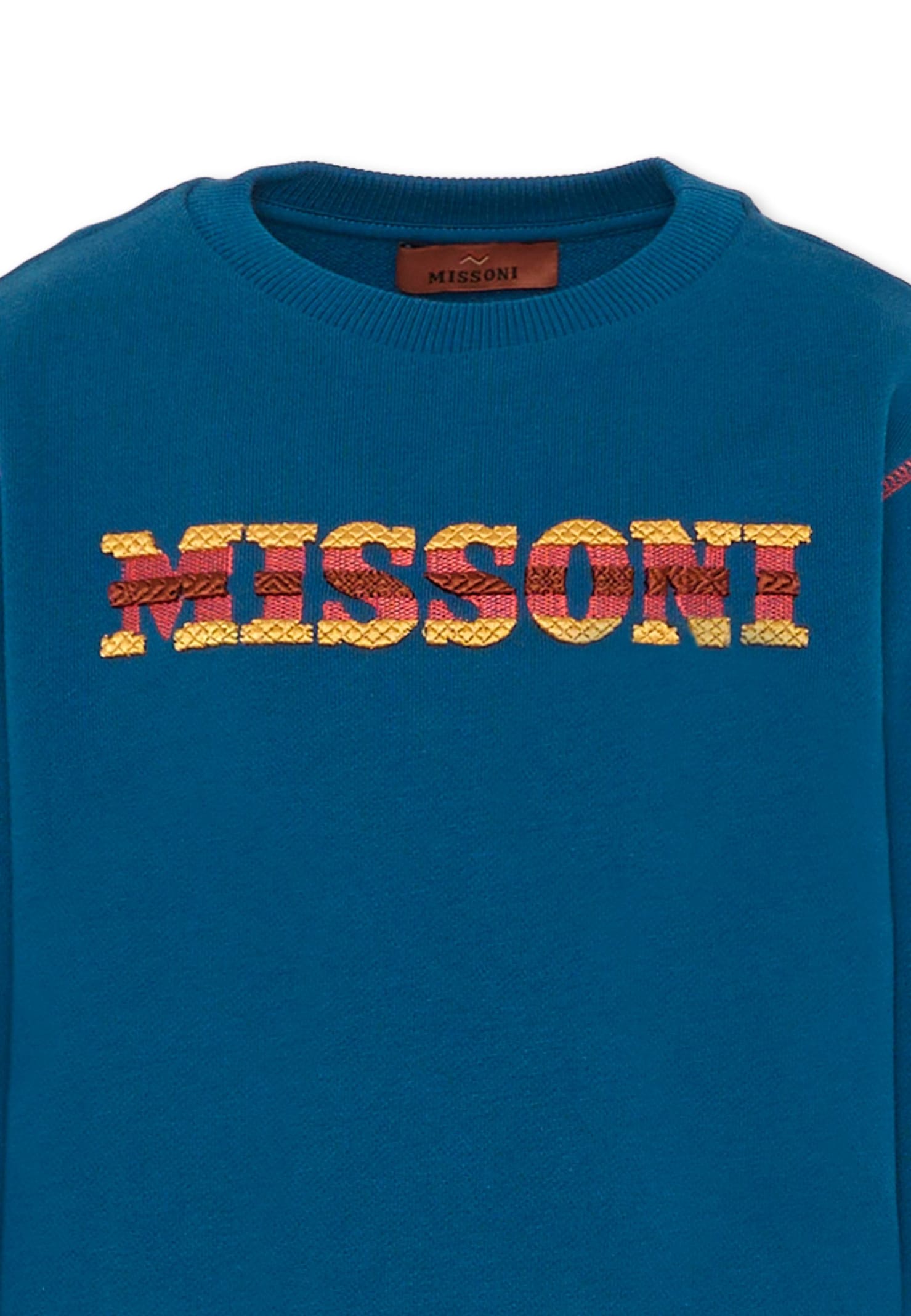 Missoni Blue Sweatshirt For Kids With Logo In Blue