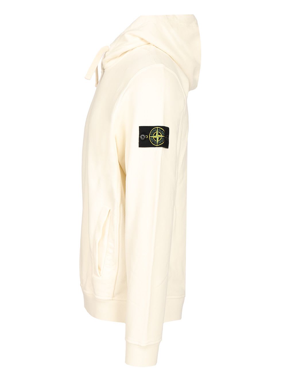 Stone Island Brushed Organic Cotton Fleece Hoodie Clothing In Neutral