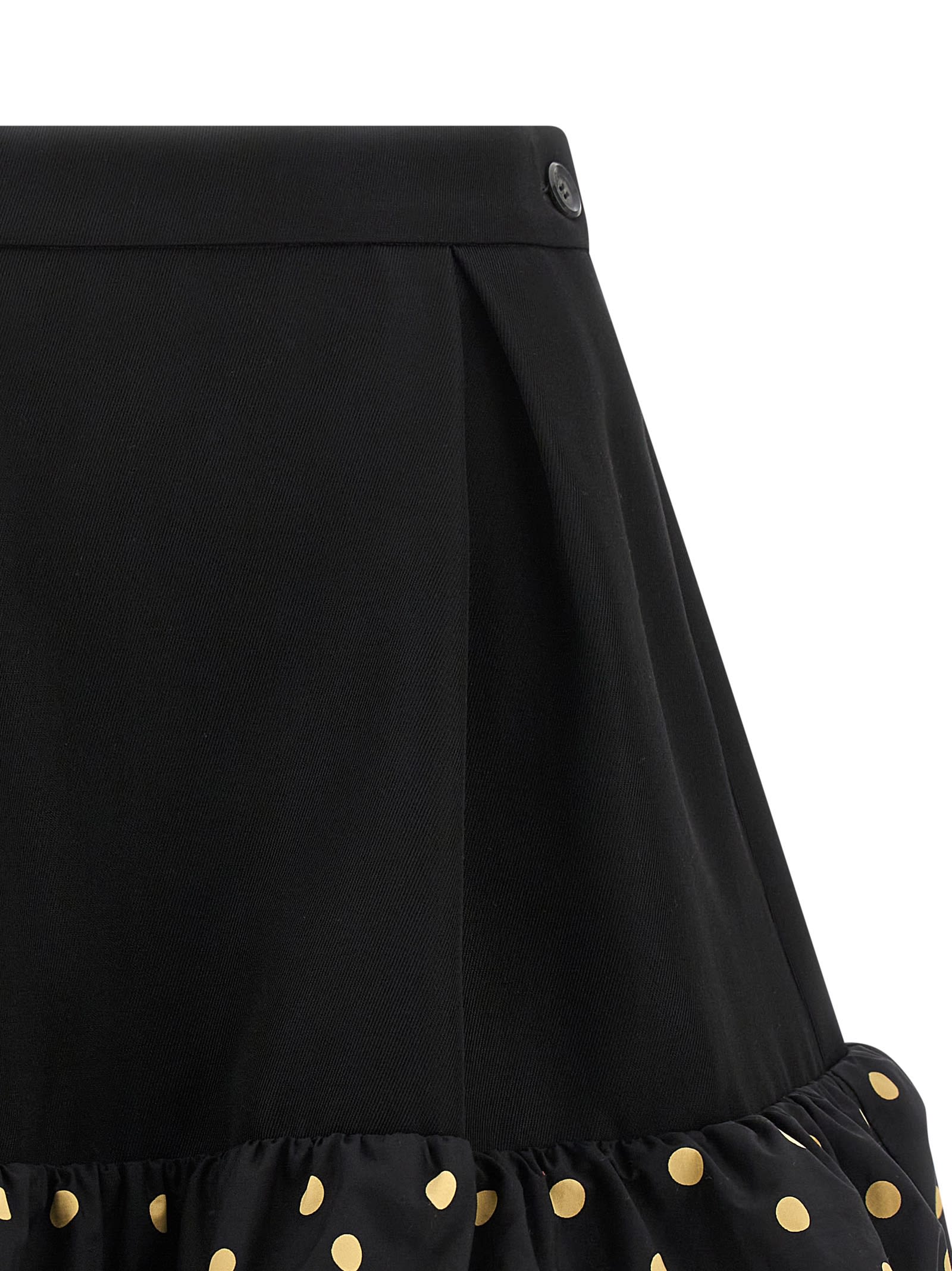 Moschino Polka Dots Wool Blend Diagonal Miniskirt In Black
