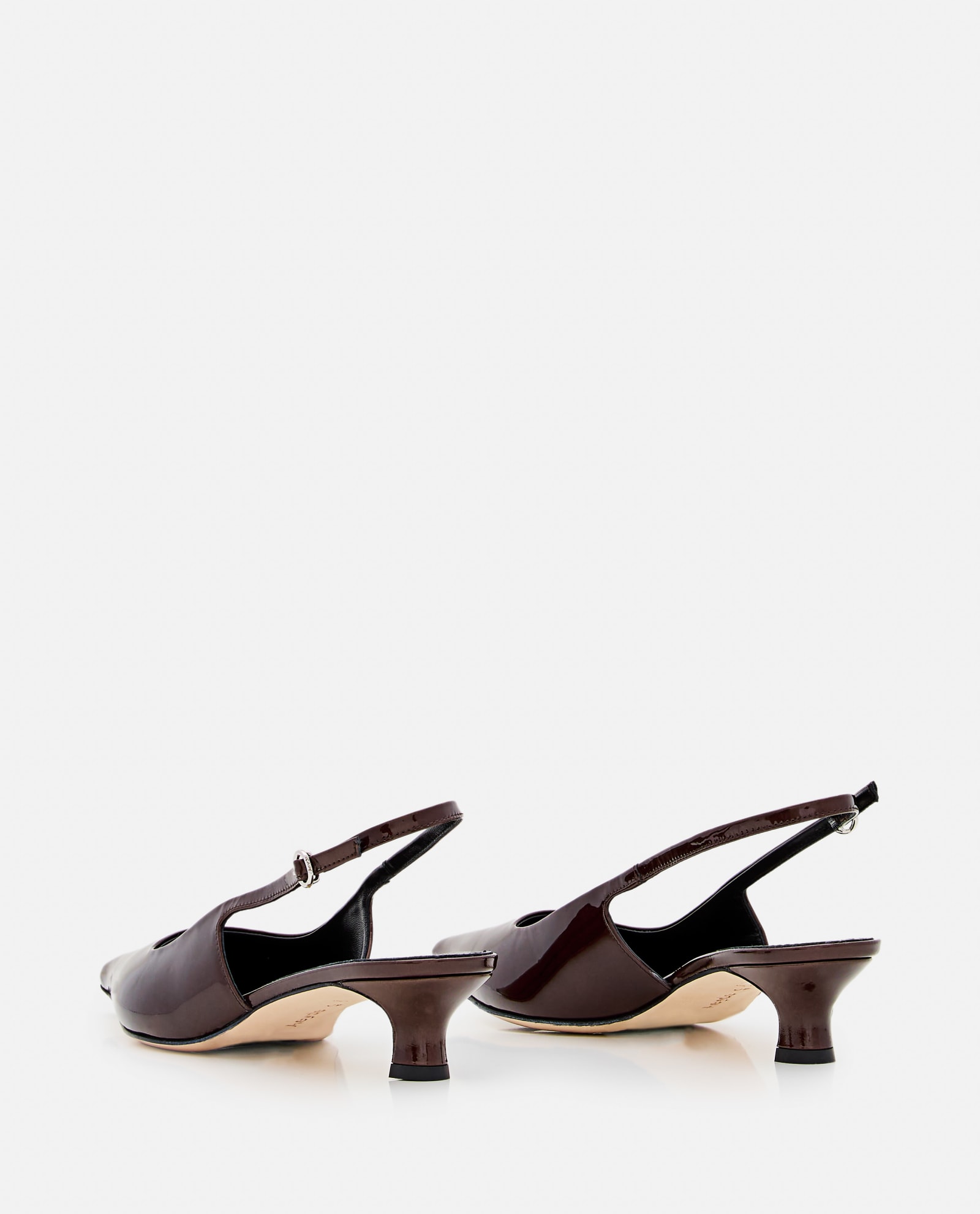 Shop Aeyde 35mm Catrina Patent Calf Leather Slingback In Brown