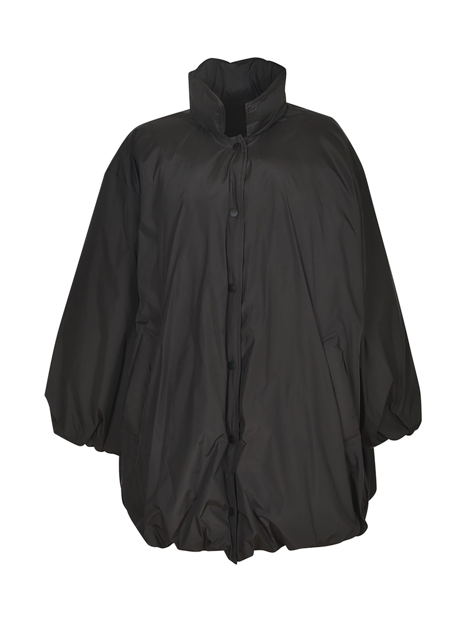 Jnby Button-up Reversible Puffer Jacket In Black