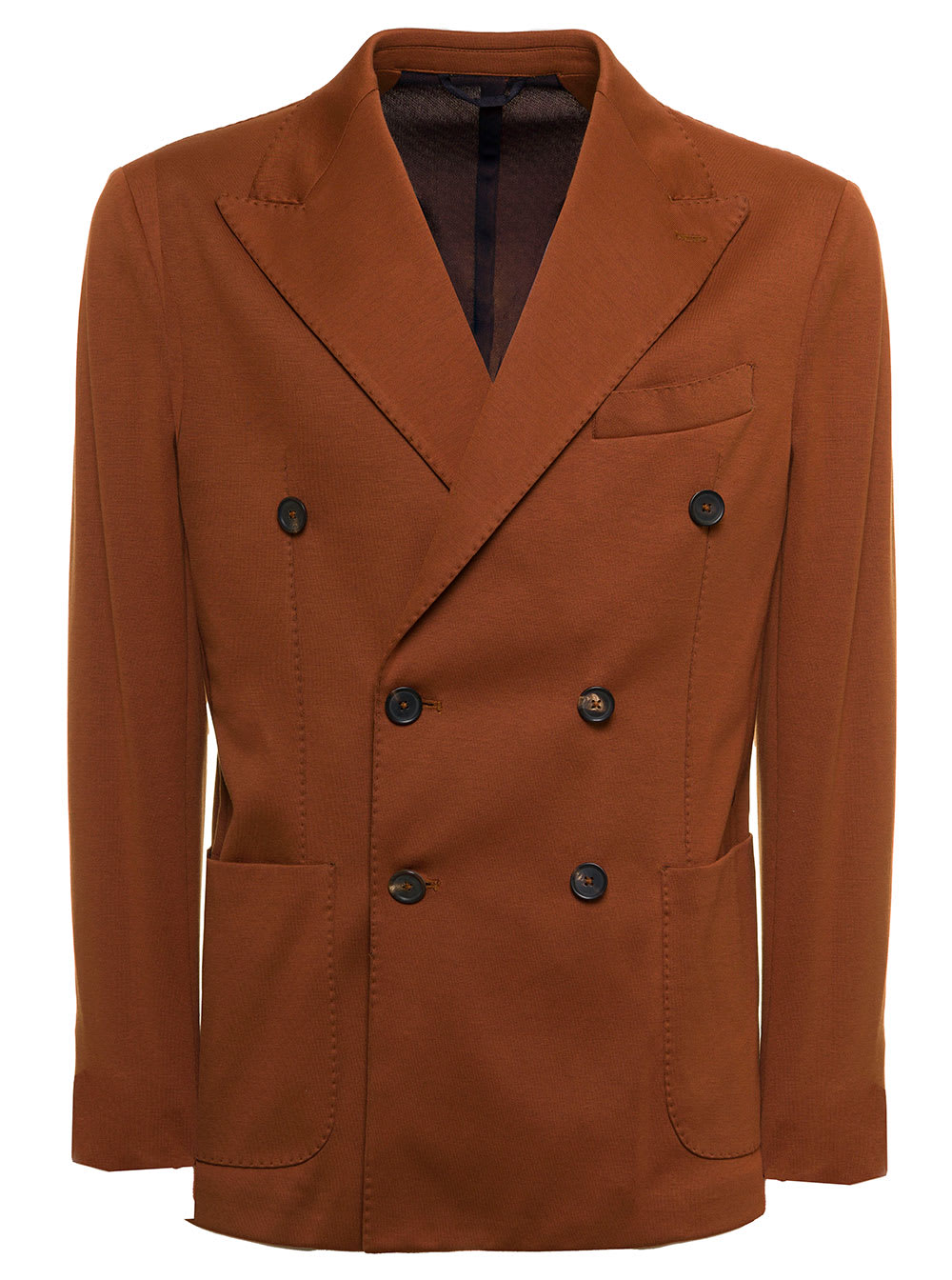 Doppiaa Mans Brown Cotton Double-breasted Jacket