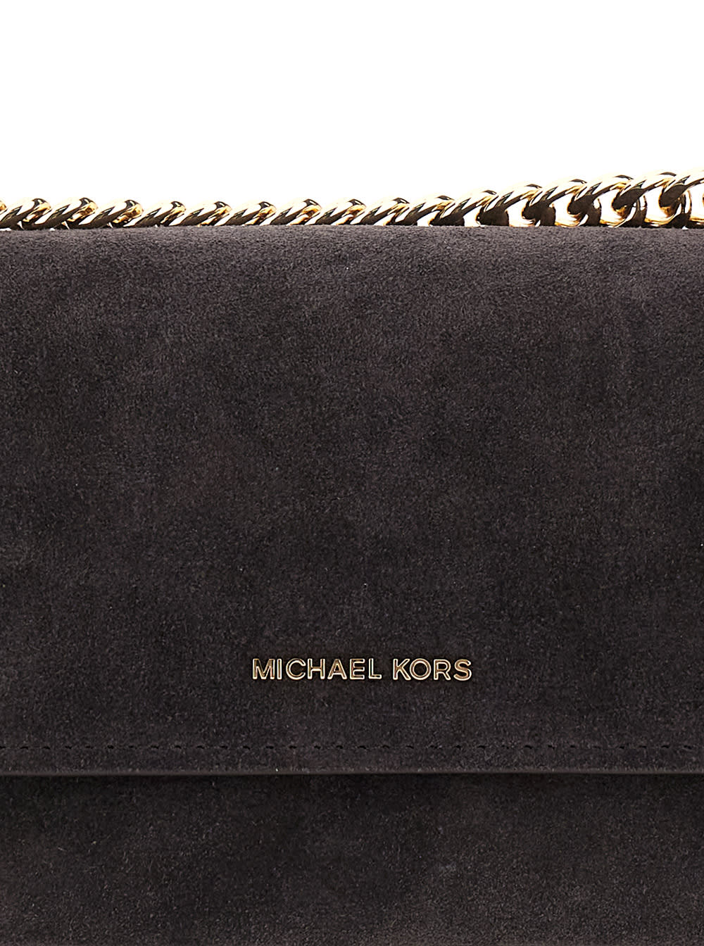 Michael Michael Kors Brown Shoulder Bag With Chain Strap And Front Logo In Suede Woman In Brown