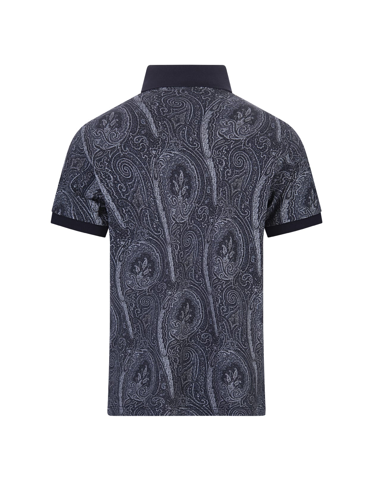 Shop Etro Navy Blue Polo Shirt With Paisley Print