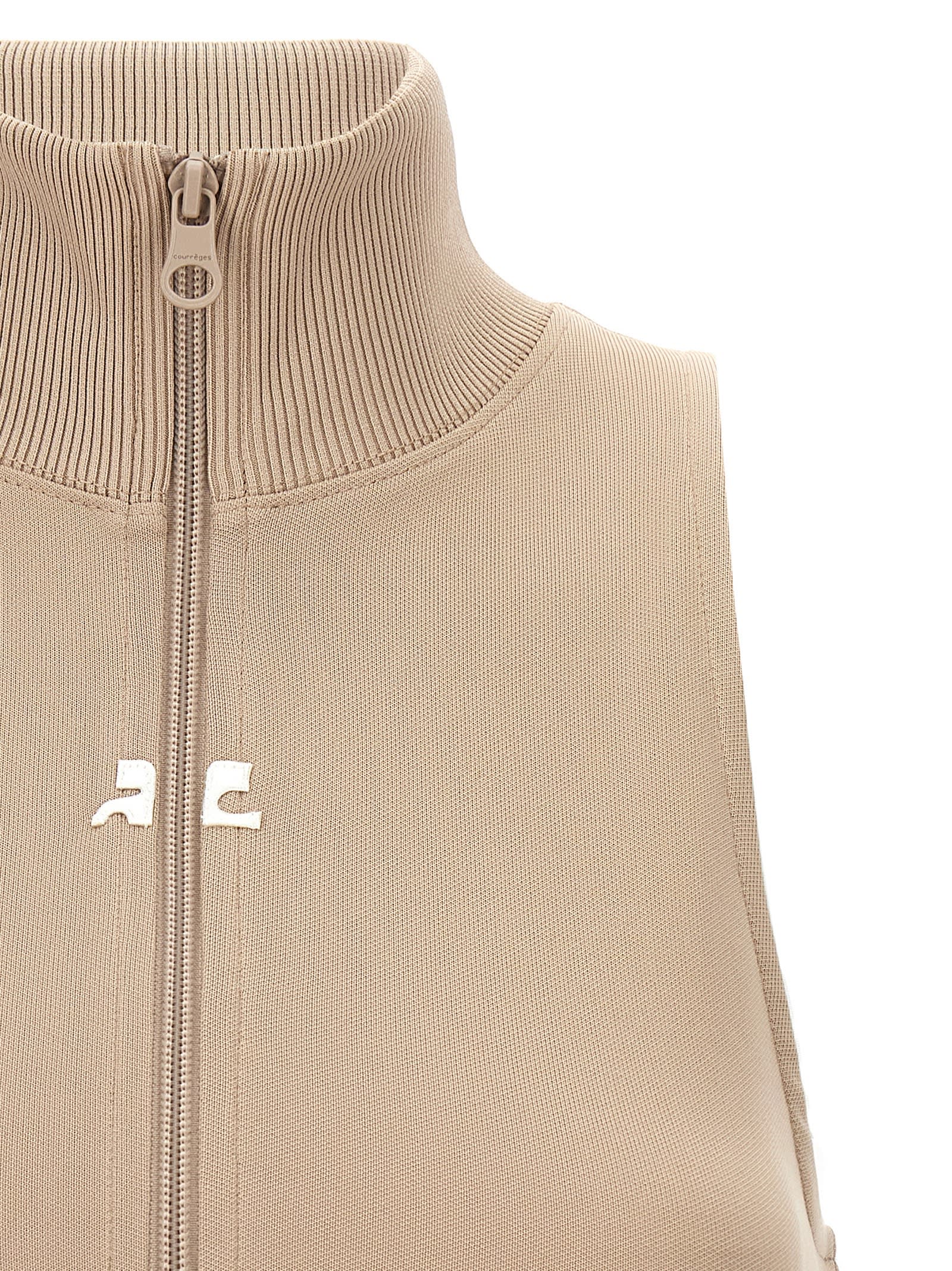 Shop Courrèges Crop Vest In Sand