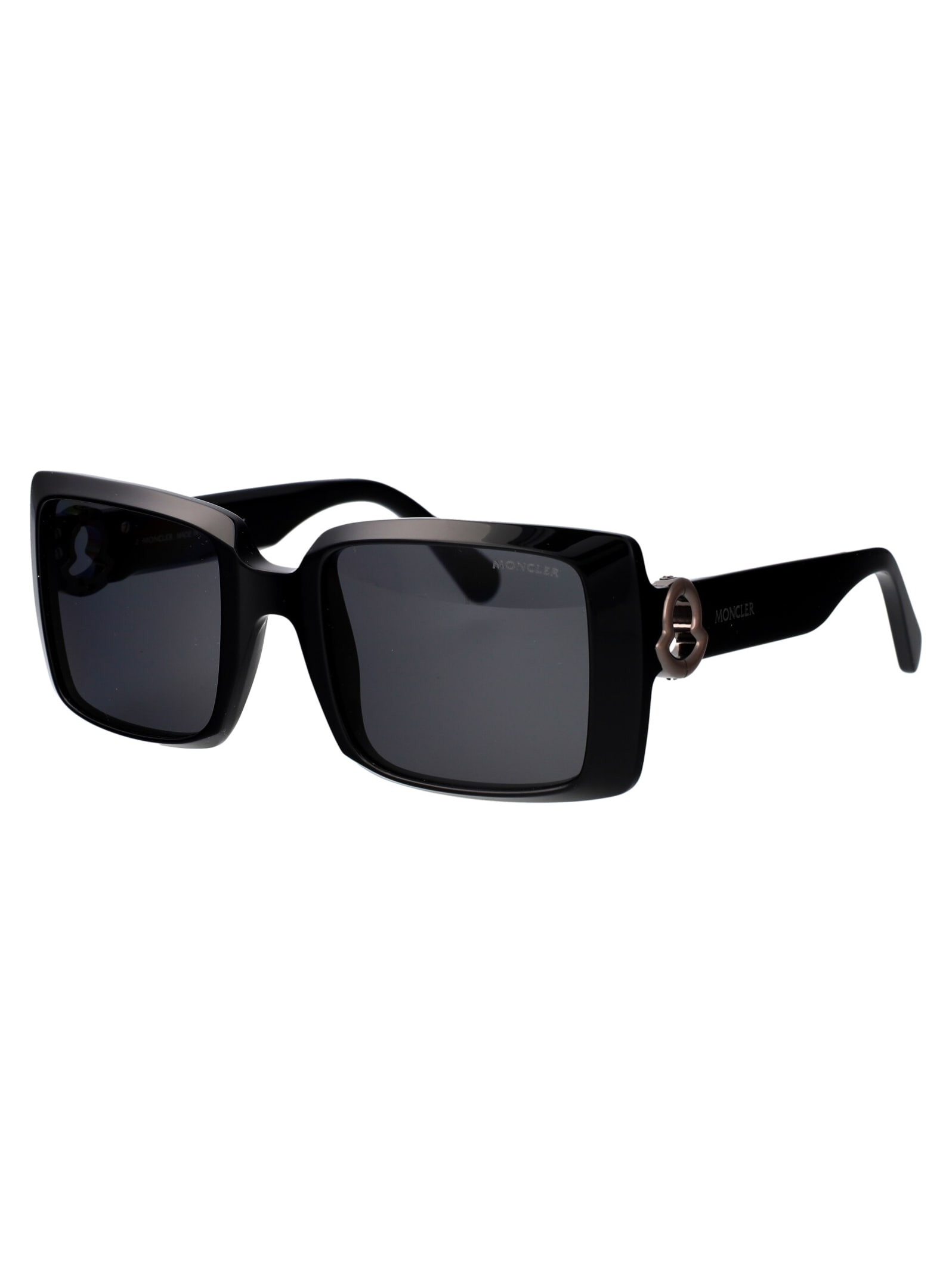 Shop Moncler Ml0244 Sunglasses In 01a Nero Lucido