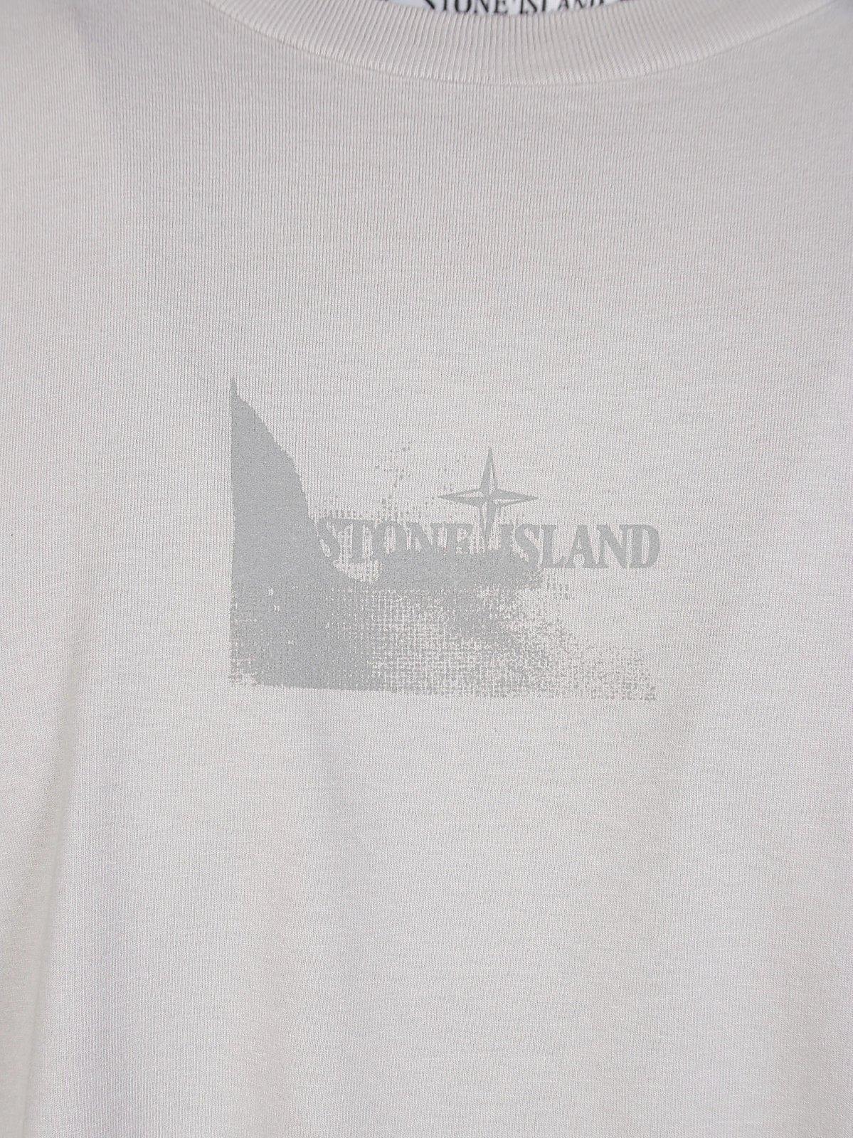 Shop Stone Island Logo Printed Crewneck T-shirt In Grigio