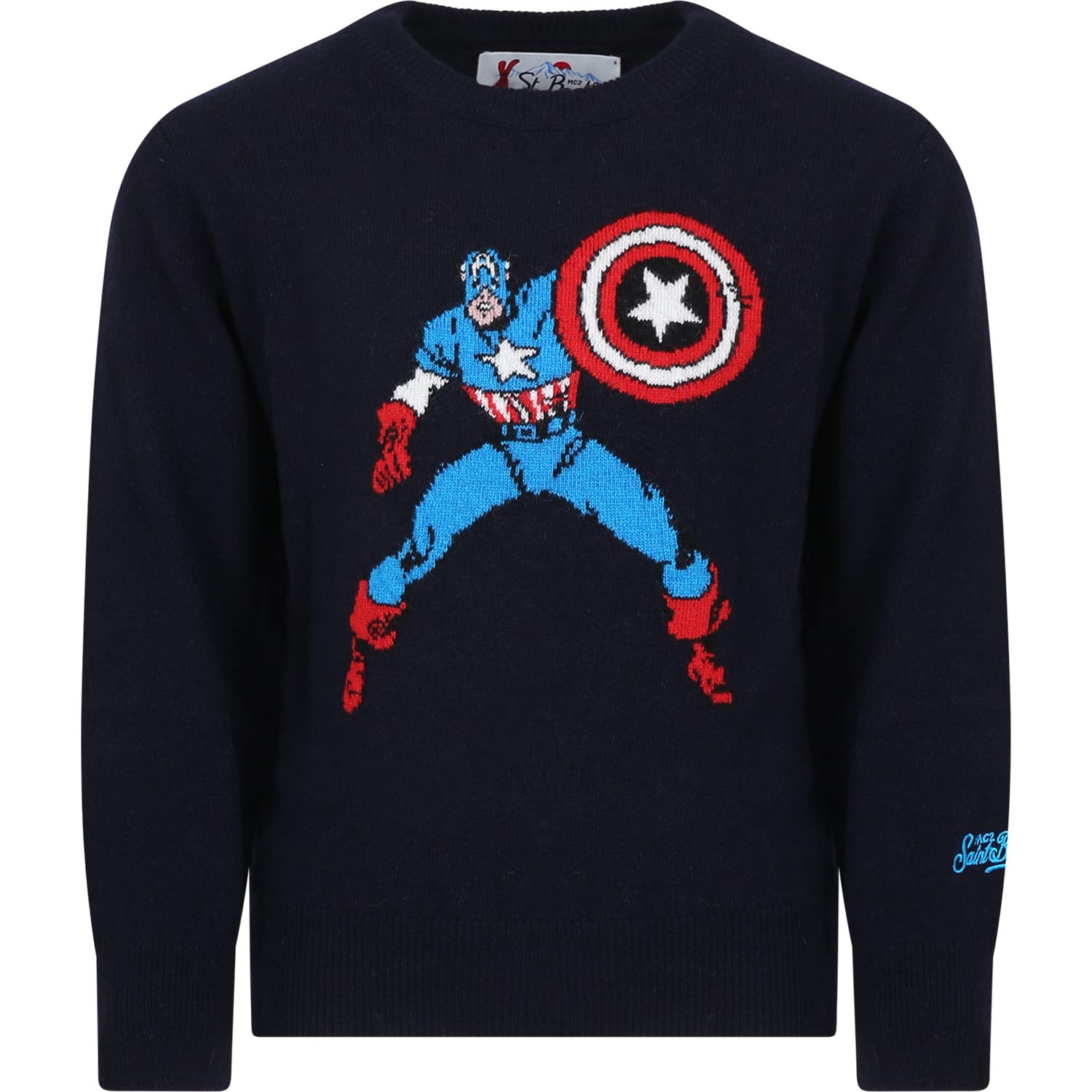 Mc2 Saint Barth Kids' Blue Sweater For Boy With Captain America