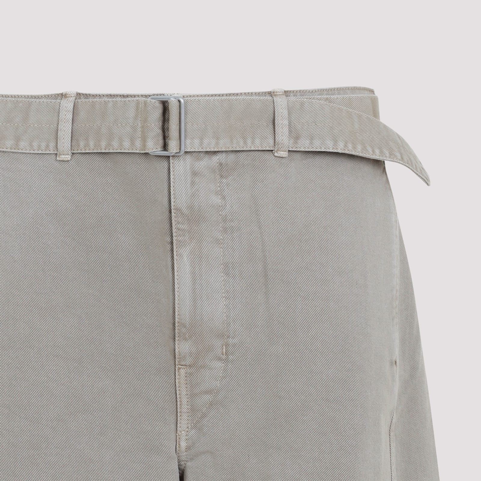 Lemaire Relaxed-fit Shorts With Belted Waist In Natural Beige