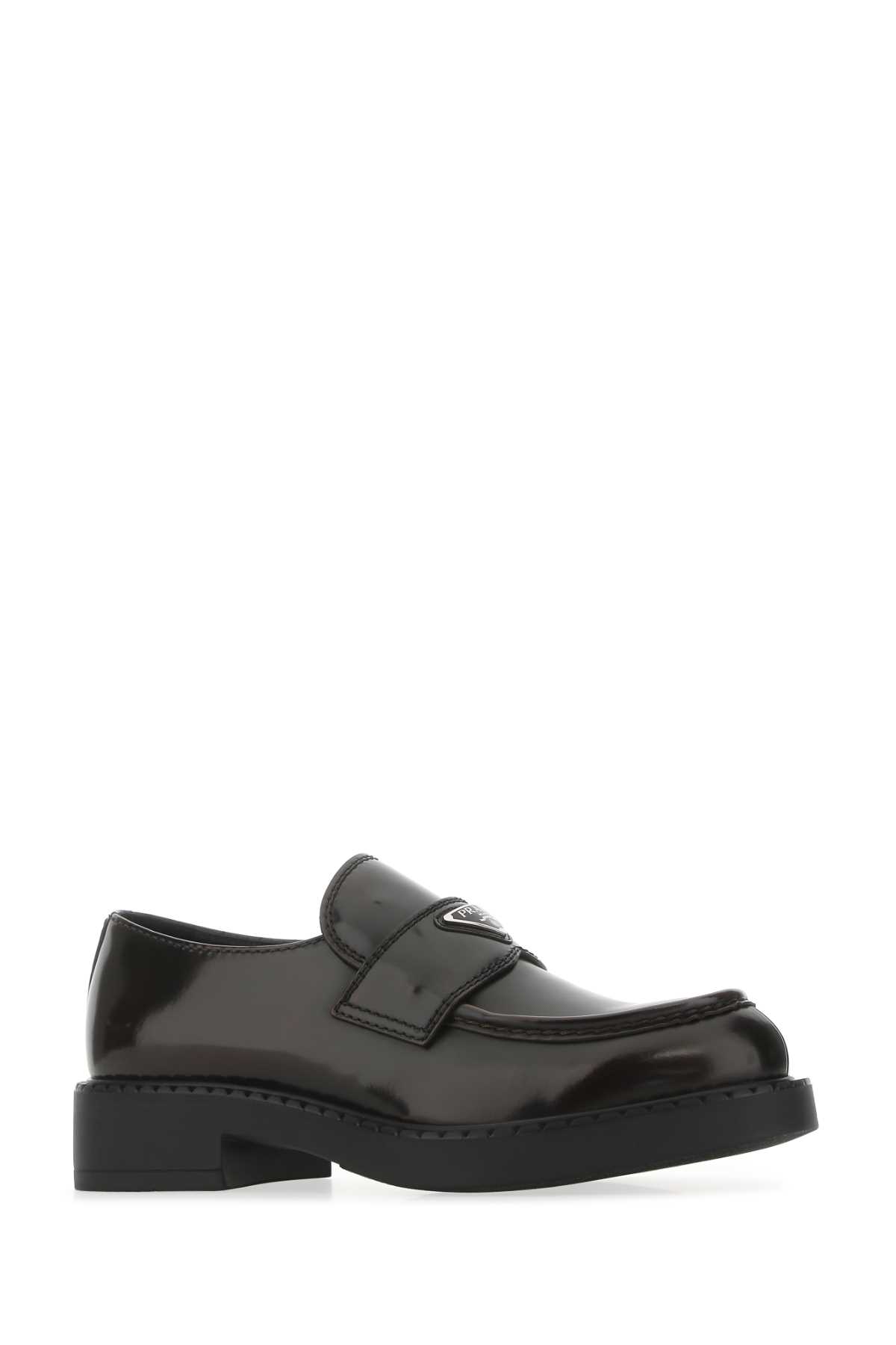 Shop Prada Dark Brown Leather Loafers In F0ndi