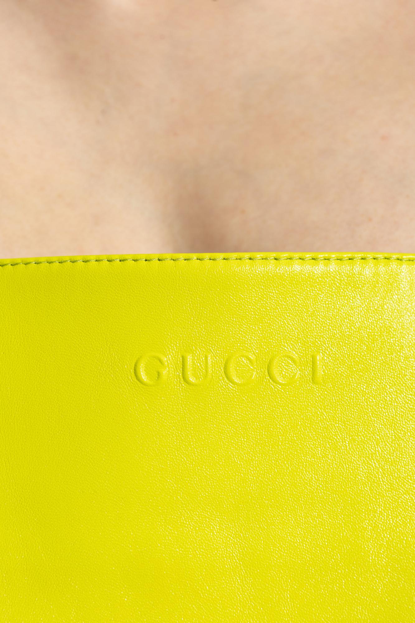 Gucci Shiny Leather Mini Dress With Spaghetti Straps