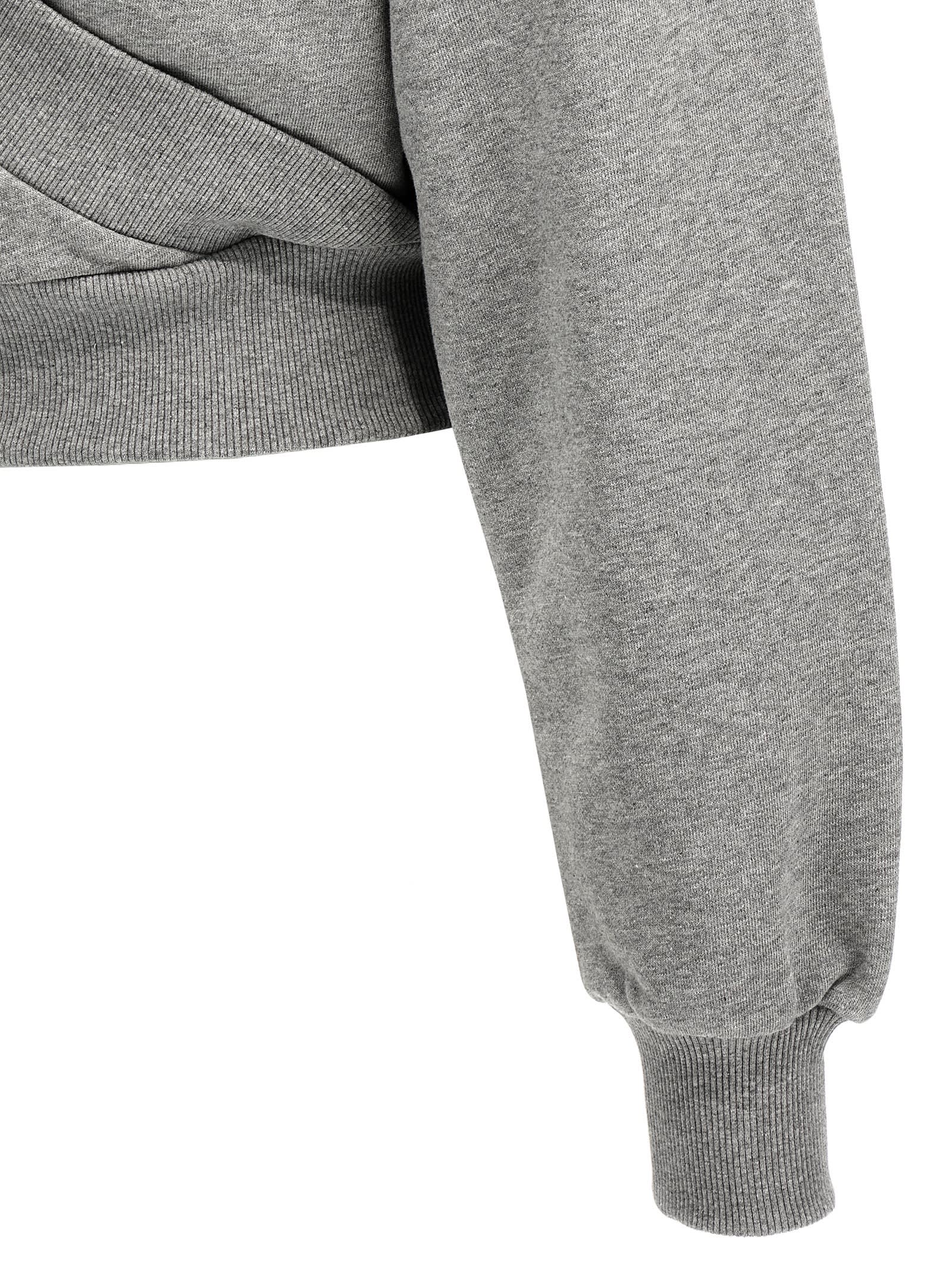 Attico Logo Sweatshirt With Crossed Neckline And Open Back In Gray