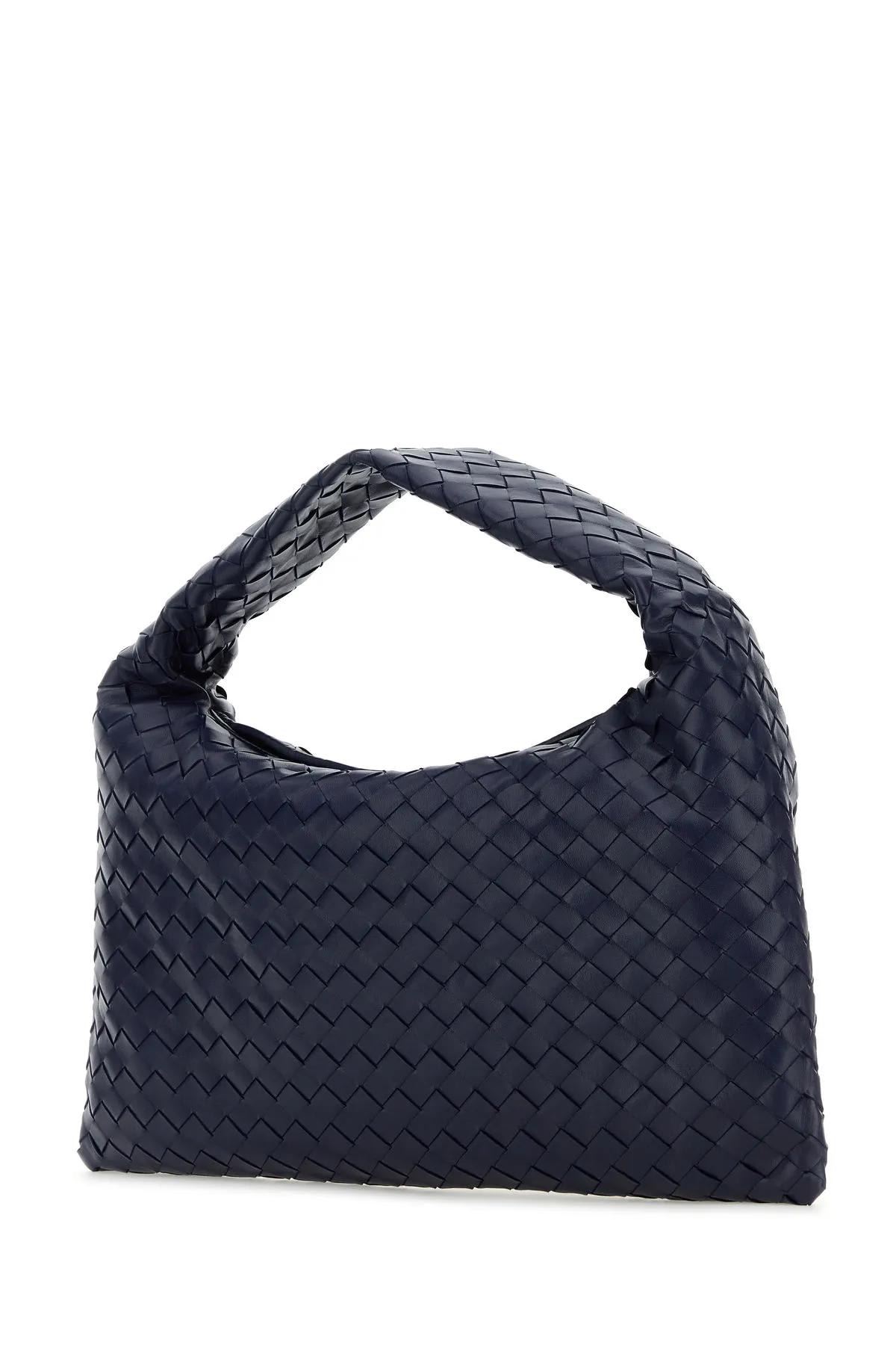 Shop Bottega Veneta Dark Blue Leather Small Hop Shoulder Bag