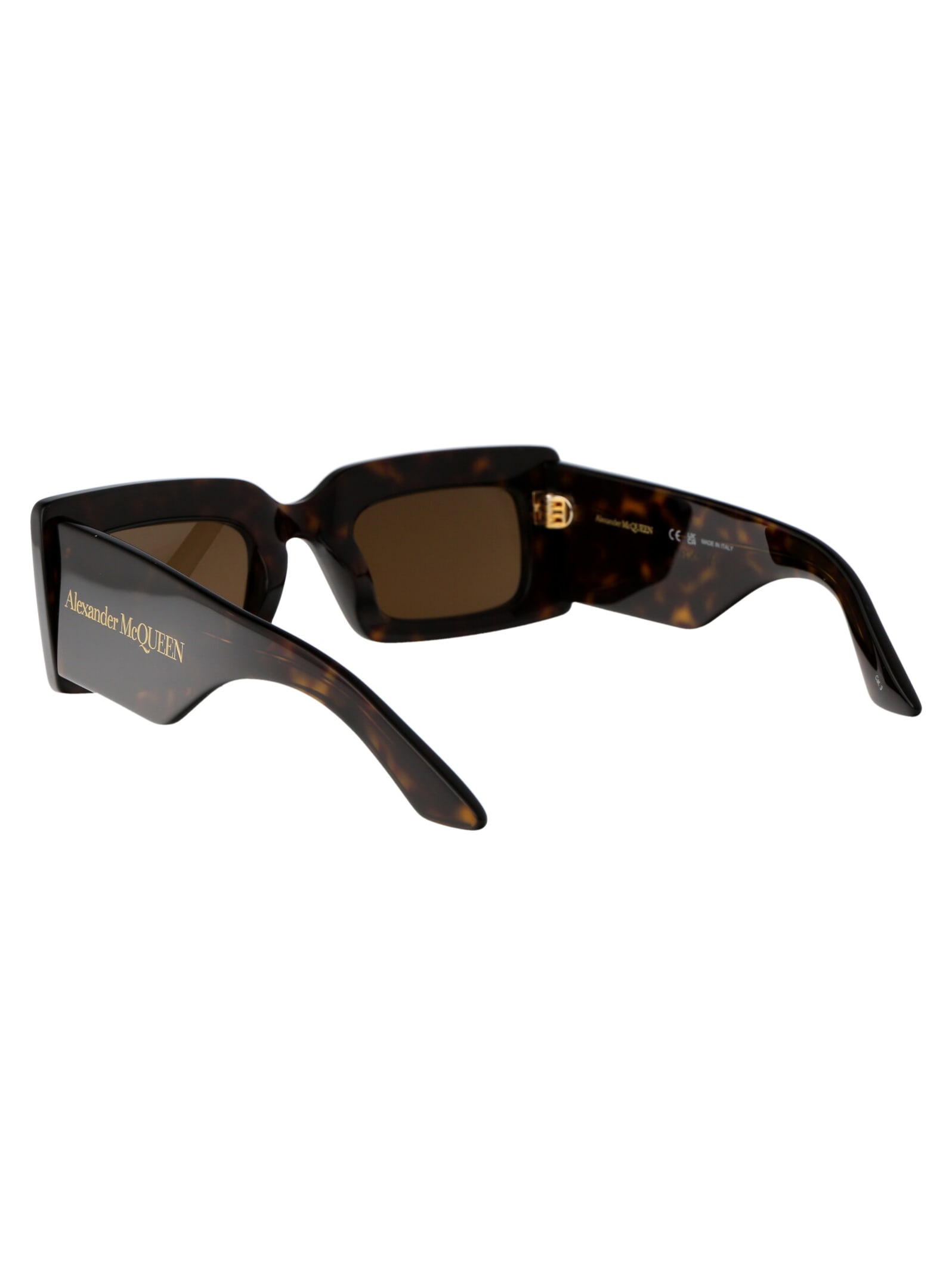 Alexander Mcqueen Bold Tortoiseshell Rectangle-frame Sunglasses In 002 Havana Havana Brown