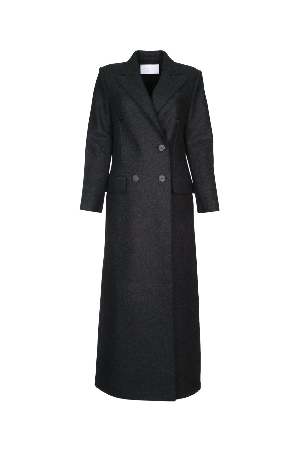 Harris Wharf London Women Long Double Breasted Tailored Coat Pressed W In Black