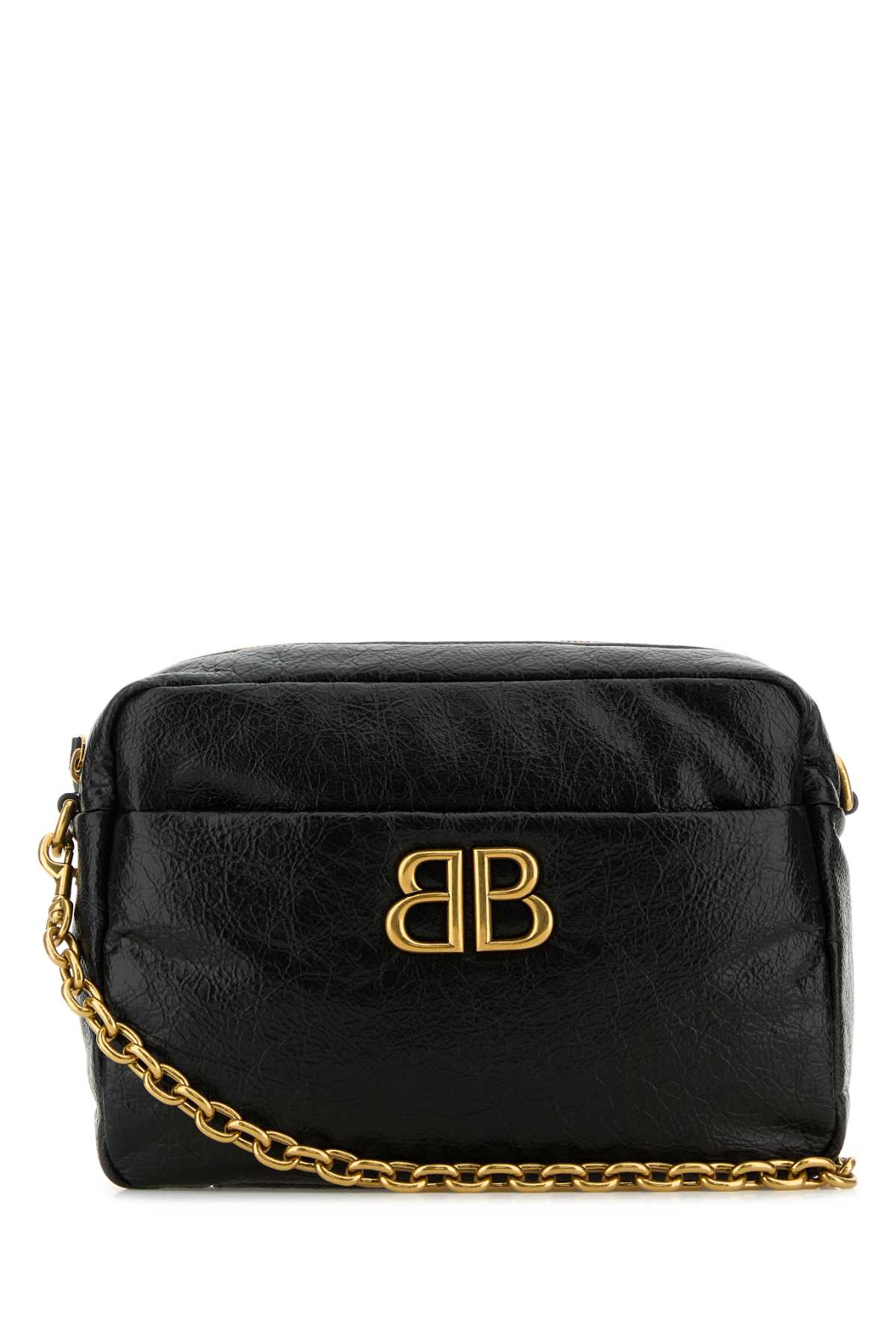 BALENCIAGA BLACK LEATHER SMALL MONACO CROSSBODY BAG