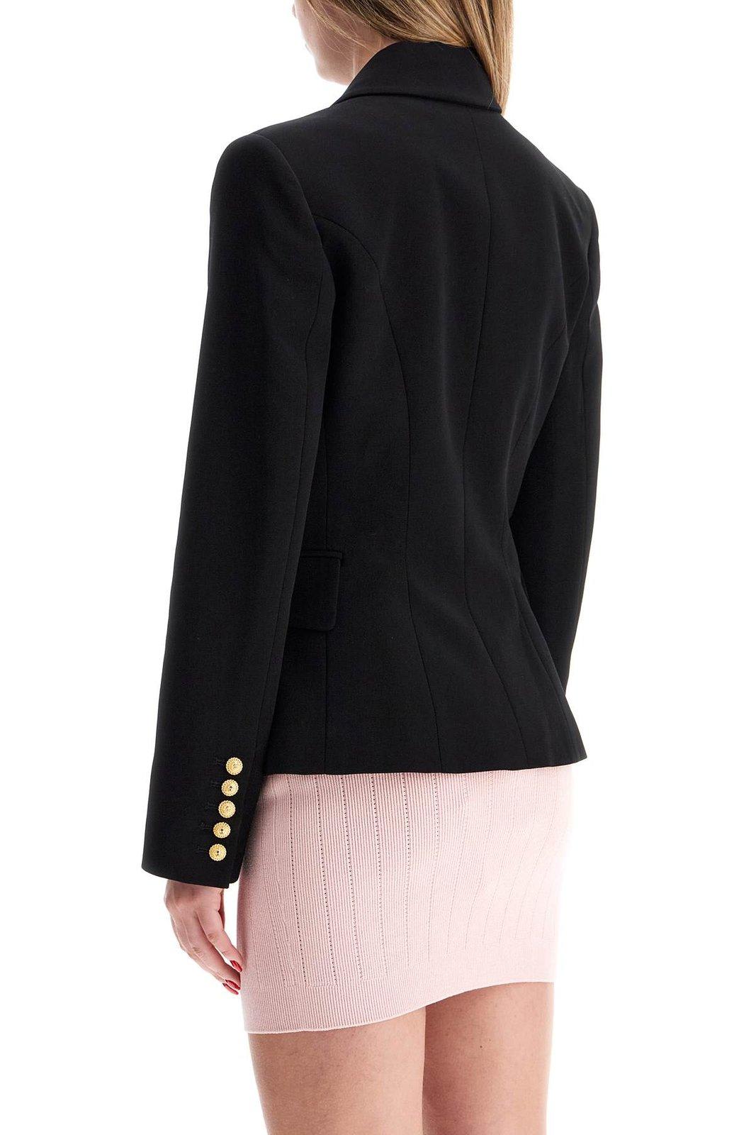 Shop Balmain Double Breasted Blazer In Black