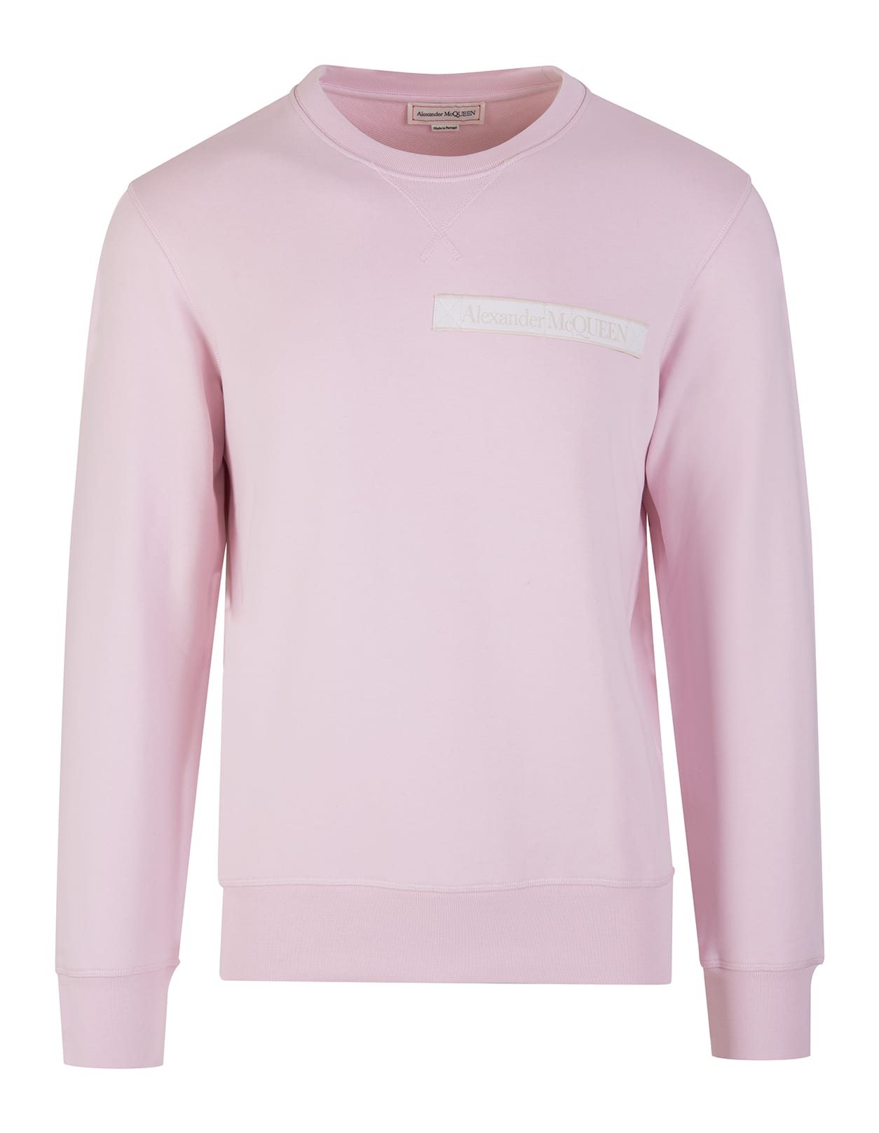 Alexander McQueen Man Sweatshirt With Selvedge Logo Band In Pink