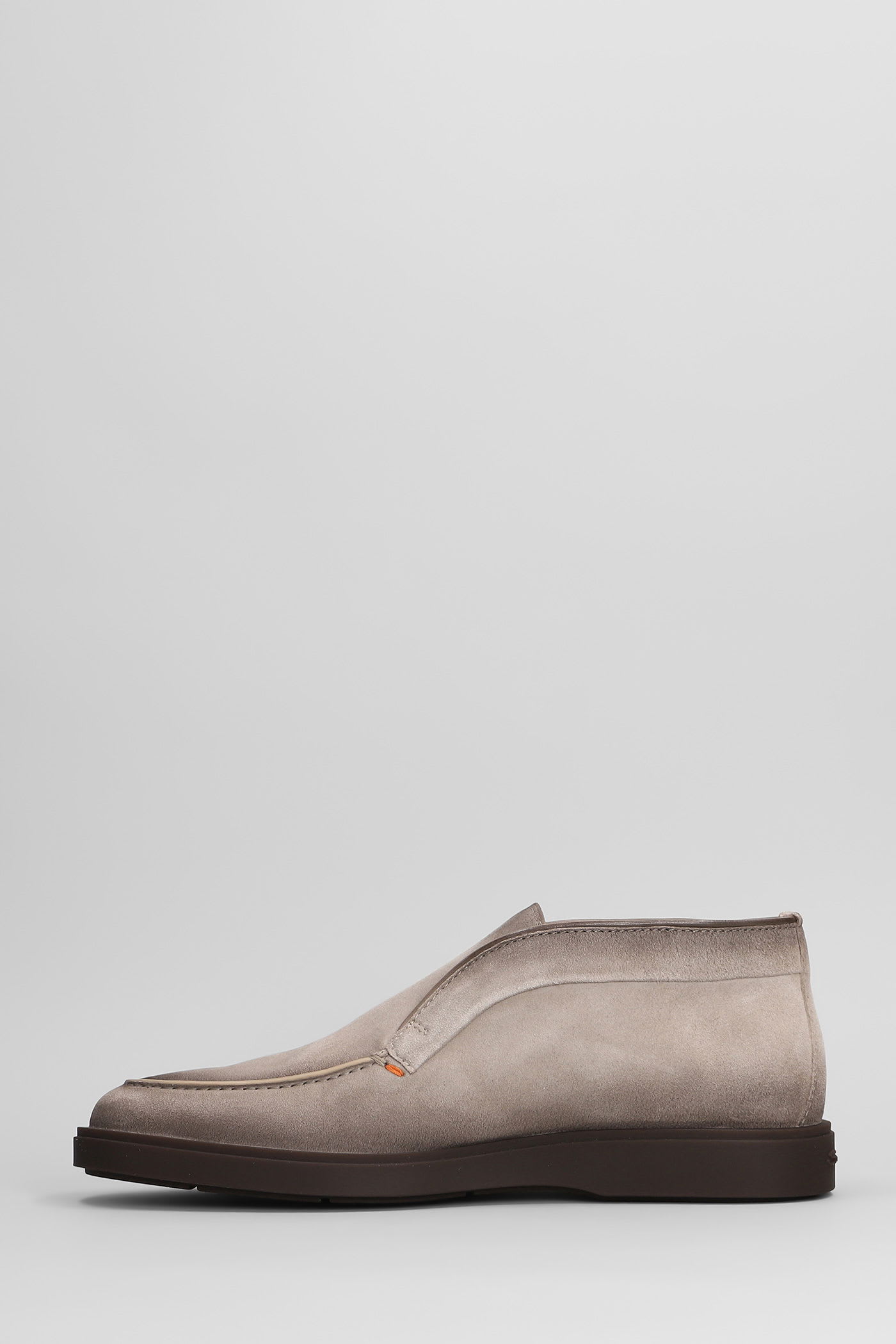 Santoni Dragon Loafers In Grey Suede In Gray