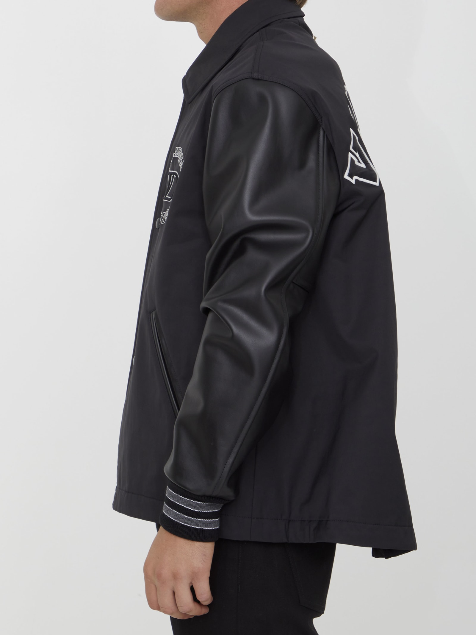 Shop Valentino Nylon Track Jacket In Black