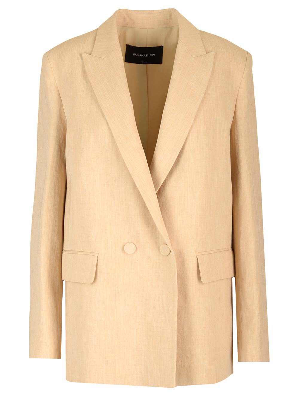 Shop Fabiana Filippi Linen Double-breasted Blazer In White