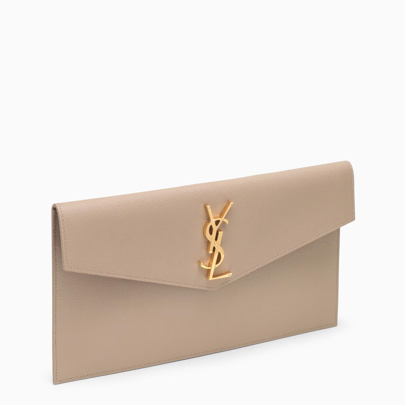 Saint Laurent Beige Leather Envelope With Logo