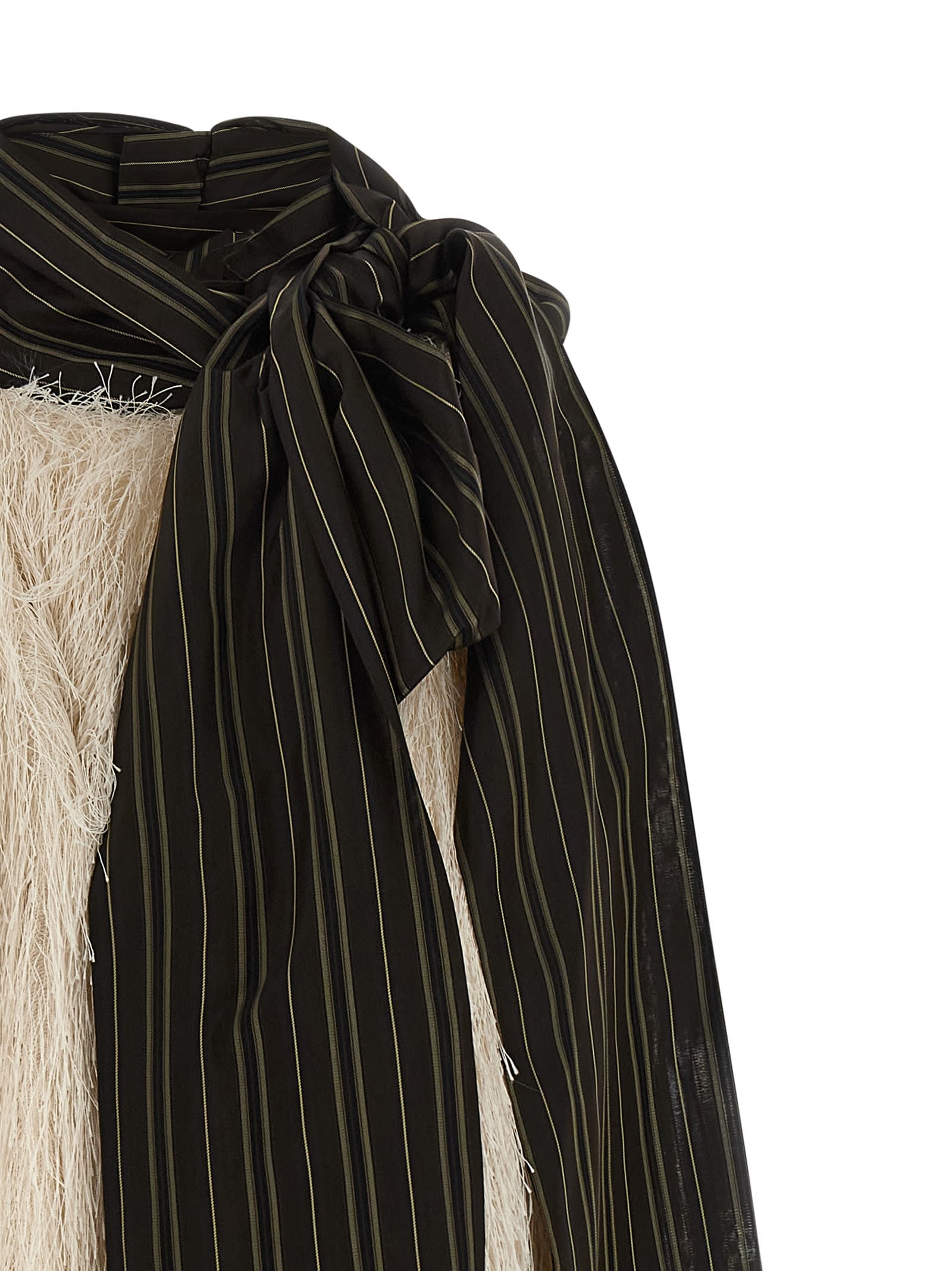 Dries Van Noten Cresta Fringed Top In Neutral
