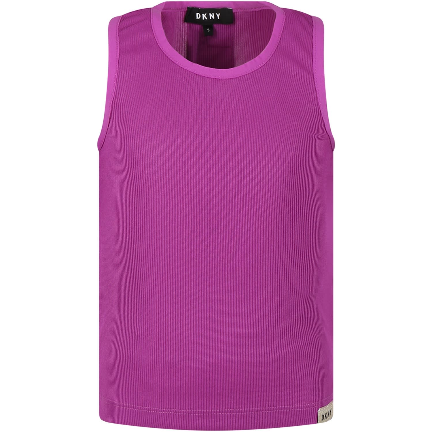 DKNY Purple Tank Top For Girl With Logo