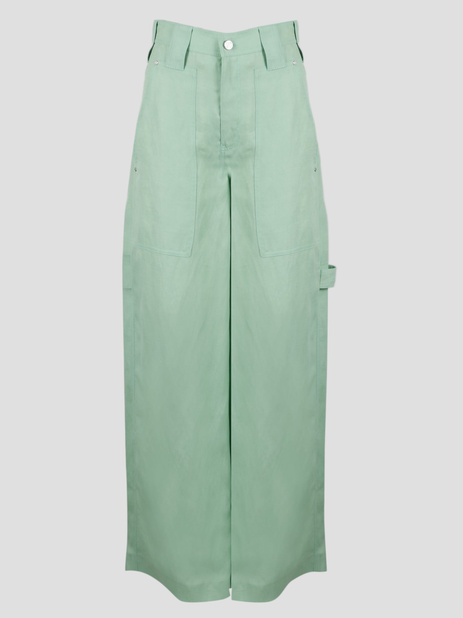 Stella Mccartney Wide-leg Fluid Twill Trousers In Green
