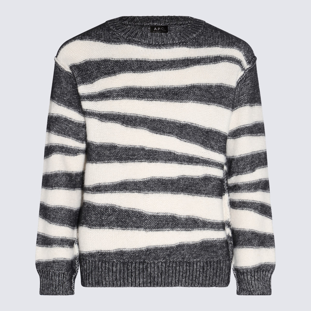 Shop Apc Grey And White Cotton-wool Blend Jumper