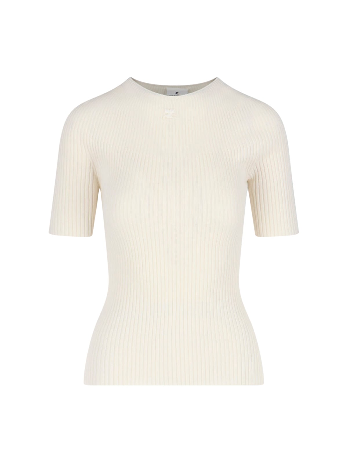 Courrèges Solar Light Logo Sweater In Crema