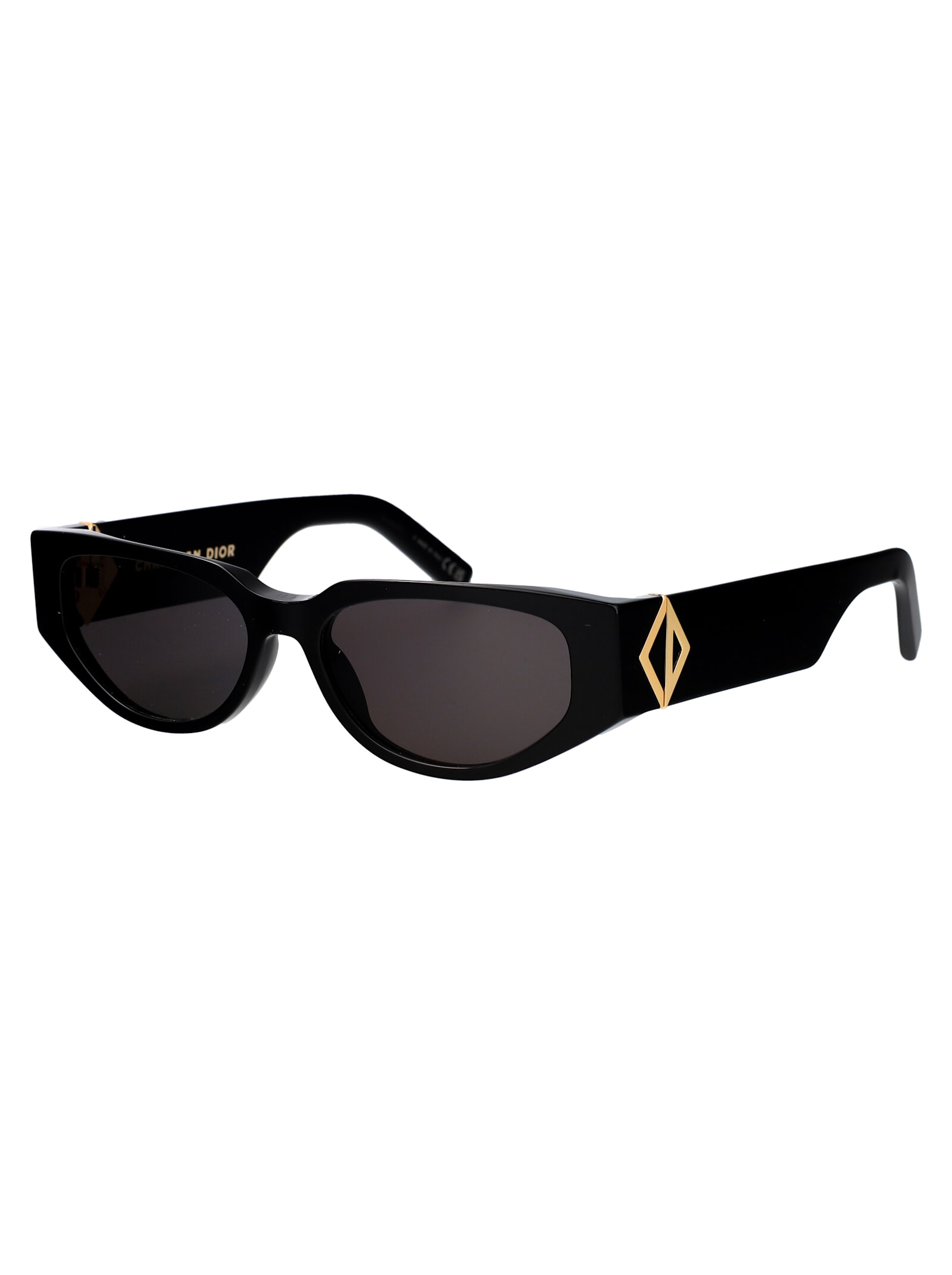 Shop Dior Cd Diamond S7i Sunglasses In 10a0 Shiny Black / Smoke