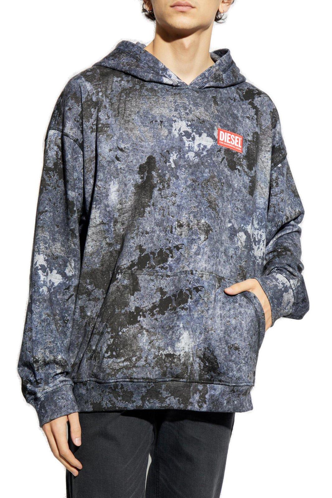 Diesel Crewneck Sweater With Hood And Abstract Print