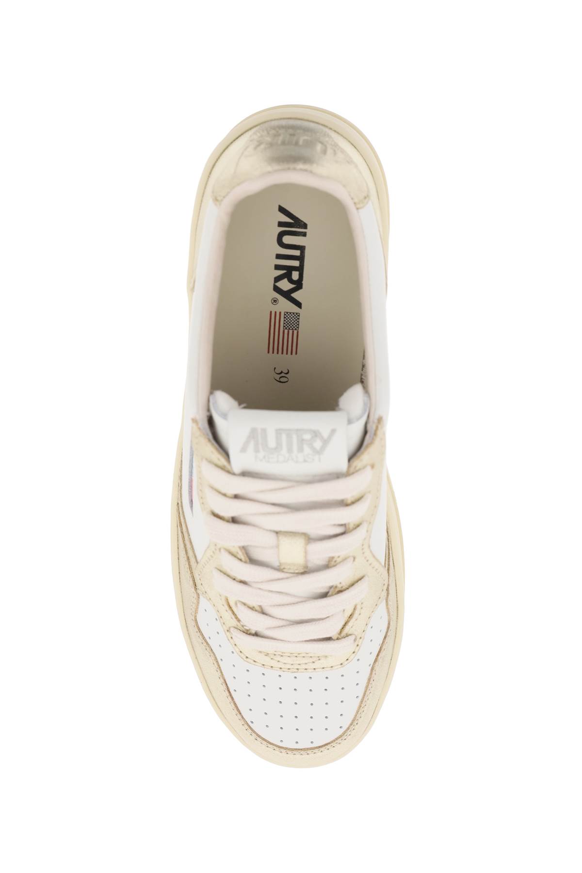 Shop Autry Medalist Low Sneakers In White Platinum (white)